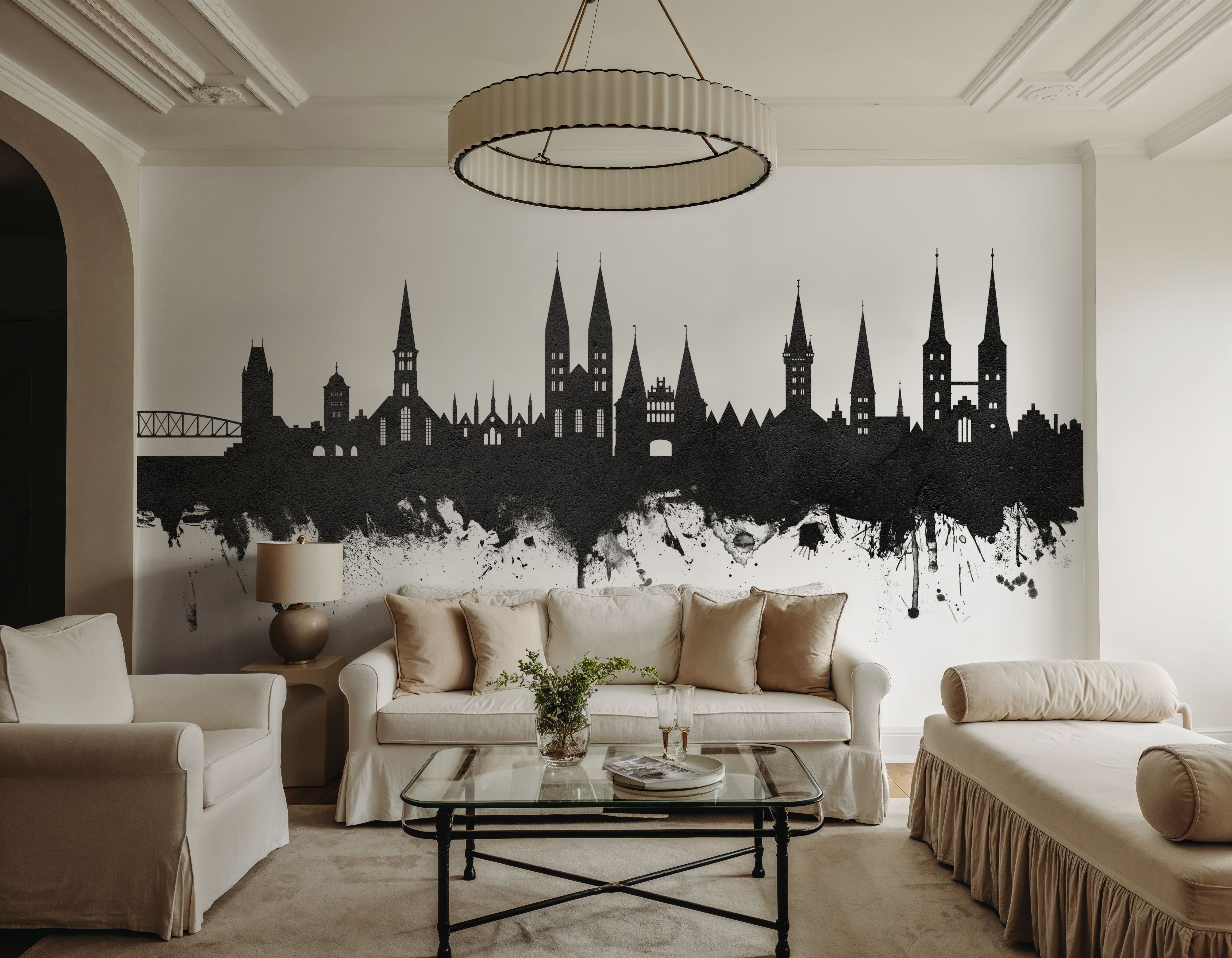 Lubeck Germany Skyline Black & White