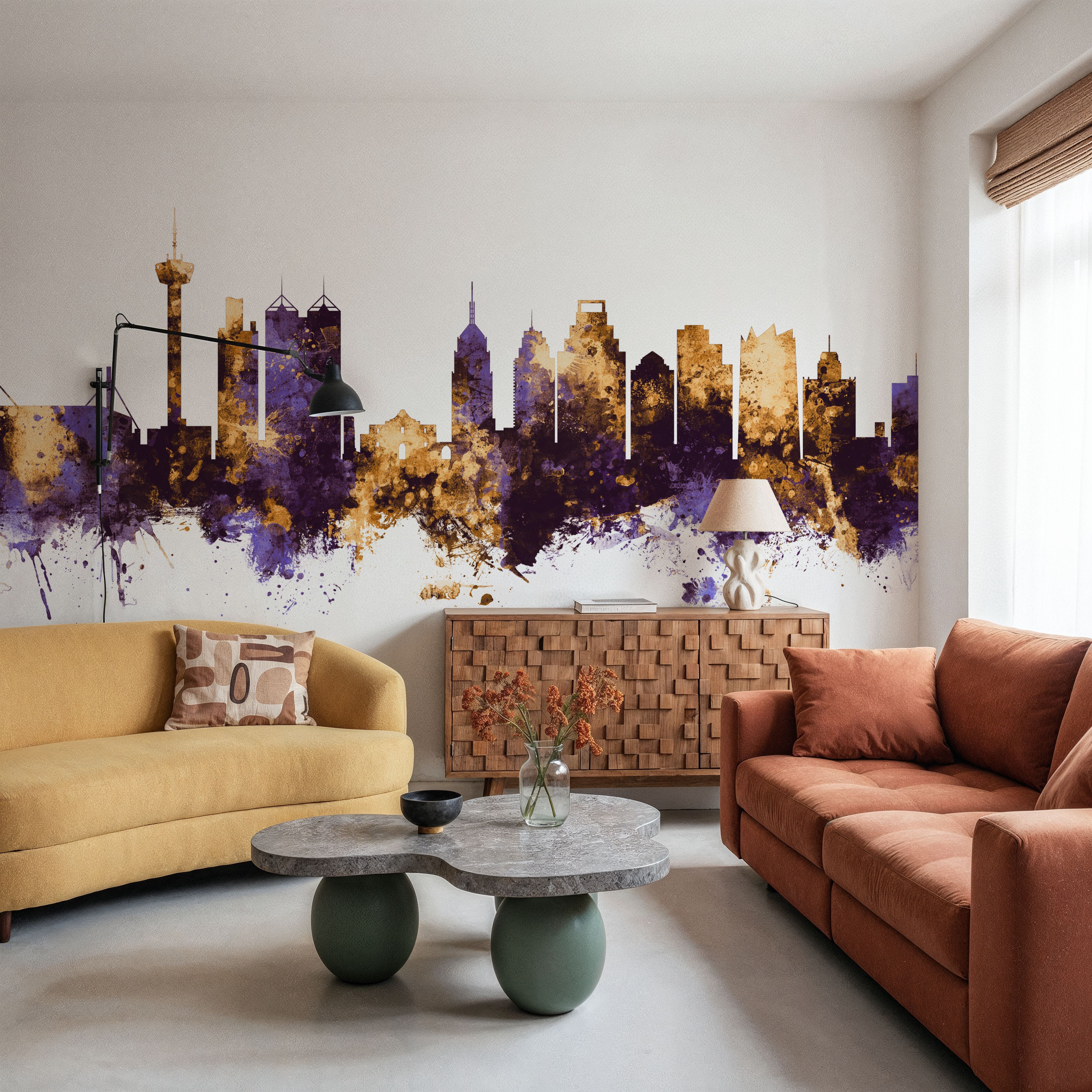 San Antonio Texas Skyline Purple & Gold