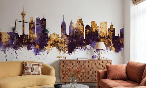 San Antonio Texas Skyline Purple & Gold