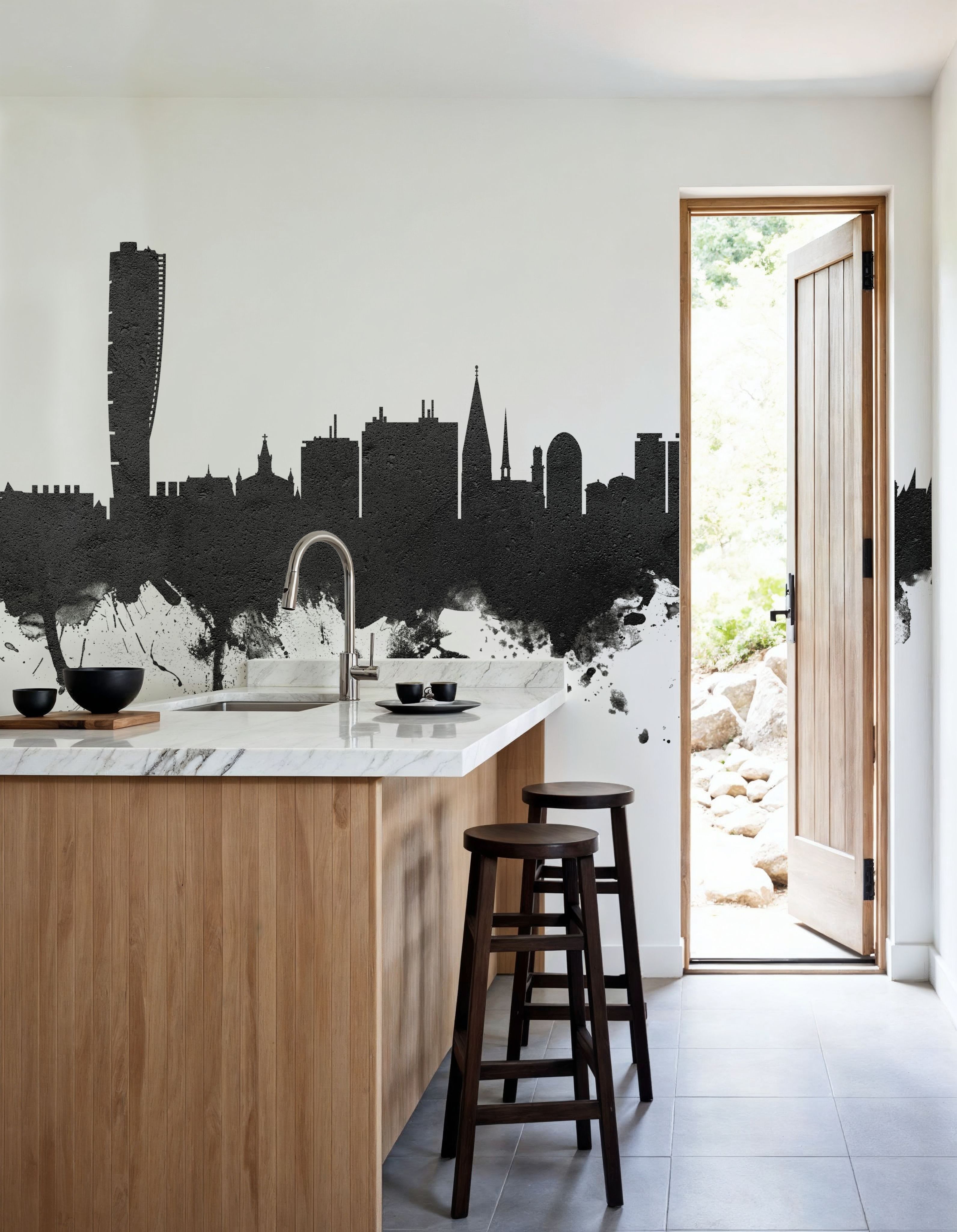 Malmö Sweden Skyline Black & White