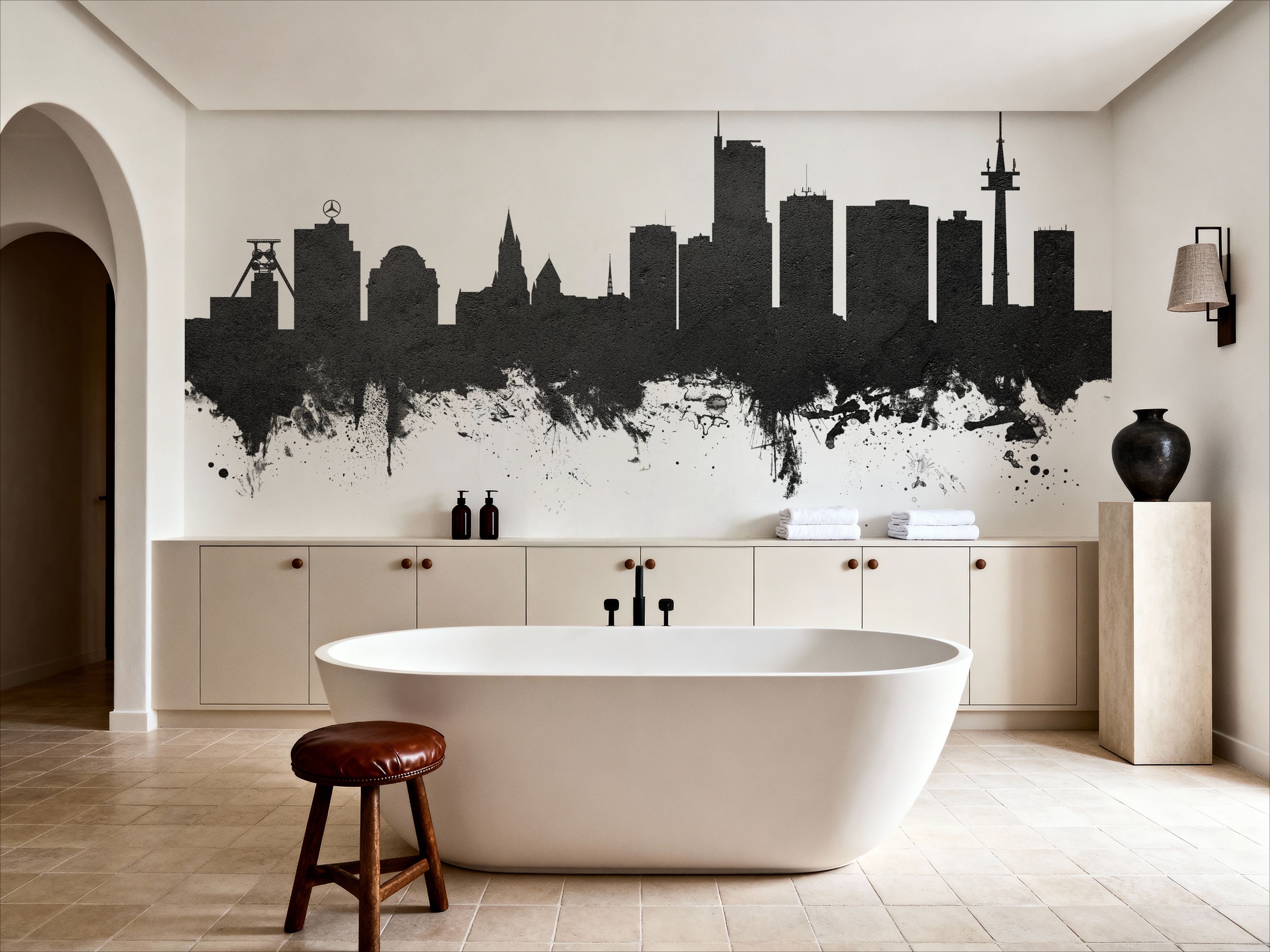 Essen Germany Skyline Black & White