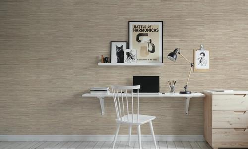 Faux Grasscloth with Visible Seams, Flax