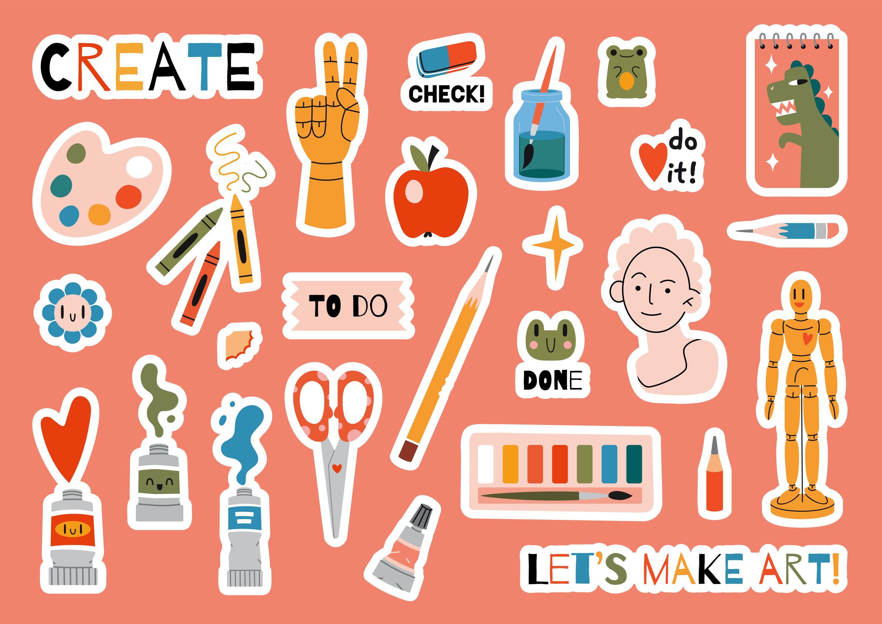 illustration of assorted crafting tools and materials