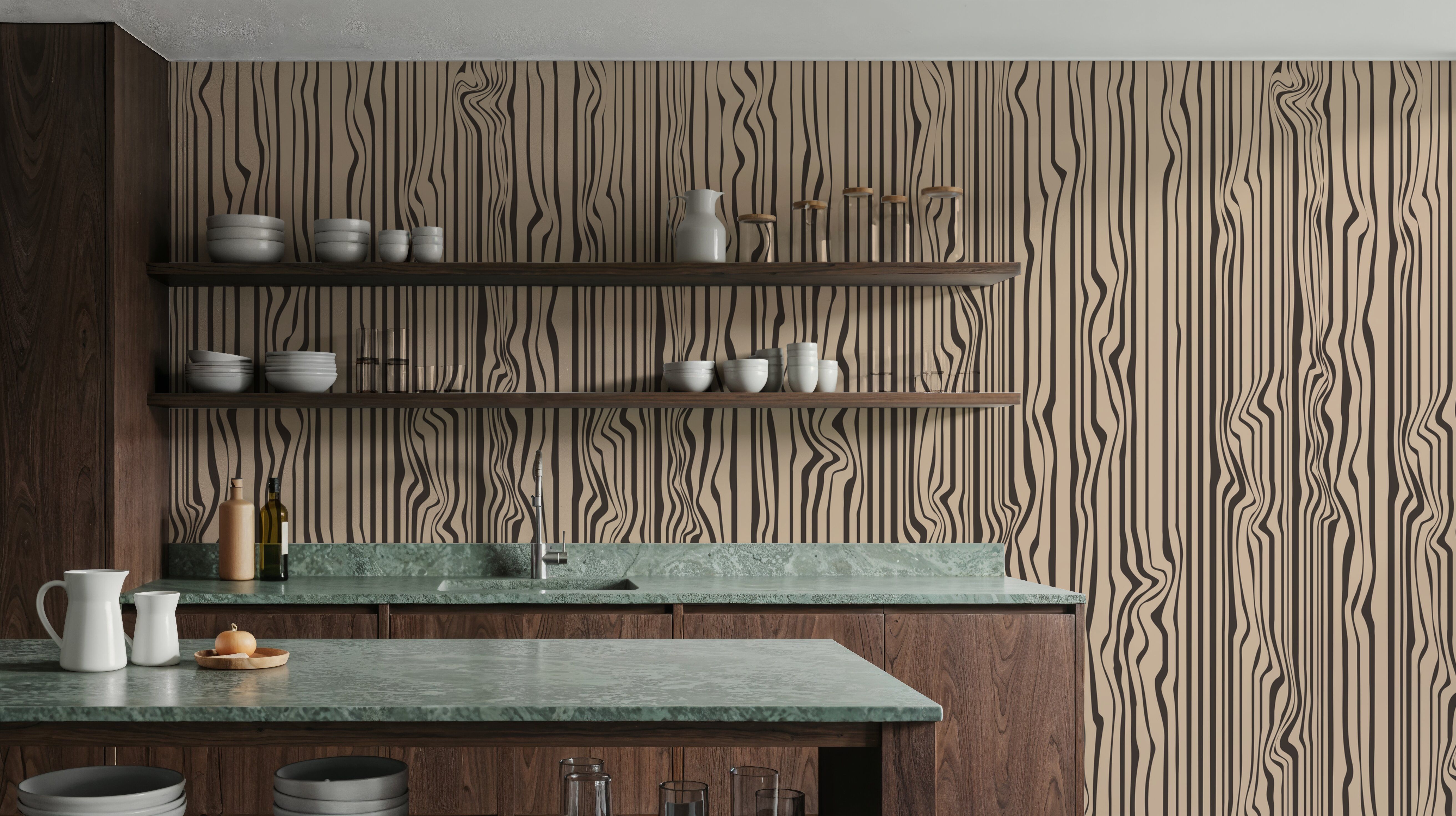 Veneer Lines, Mocha, Wallpaper