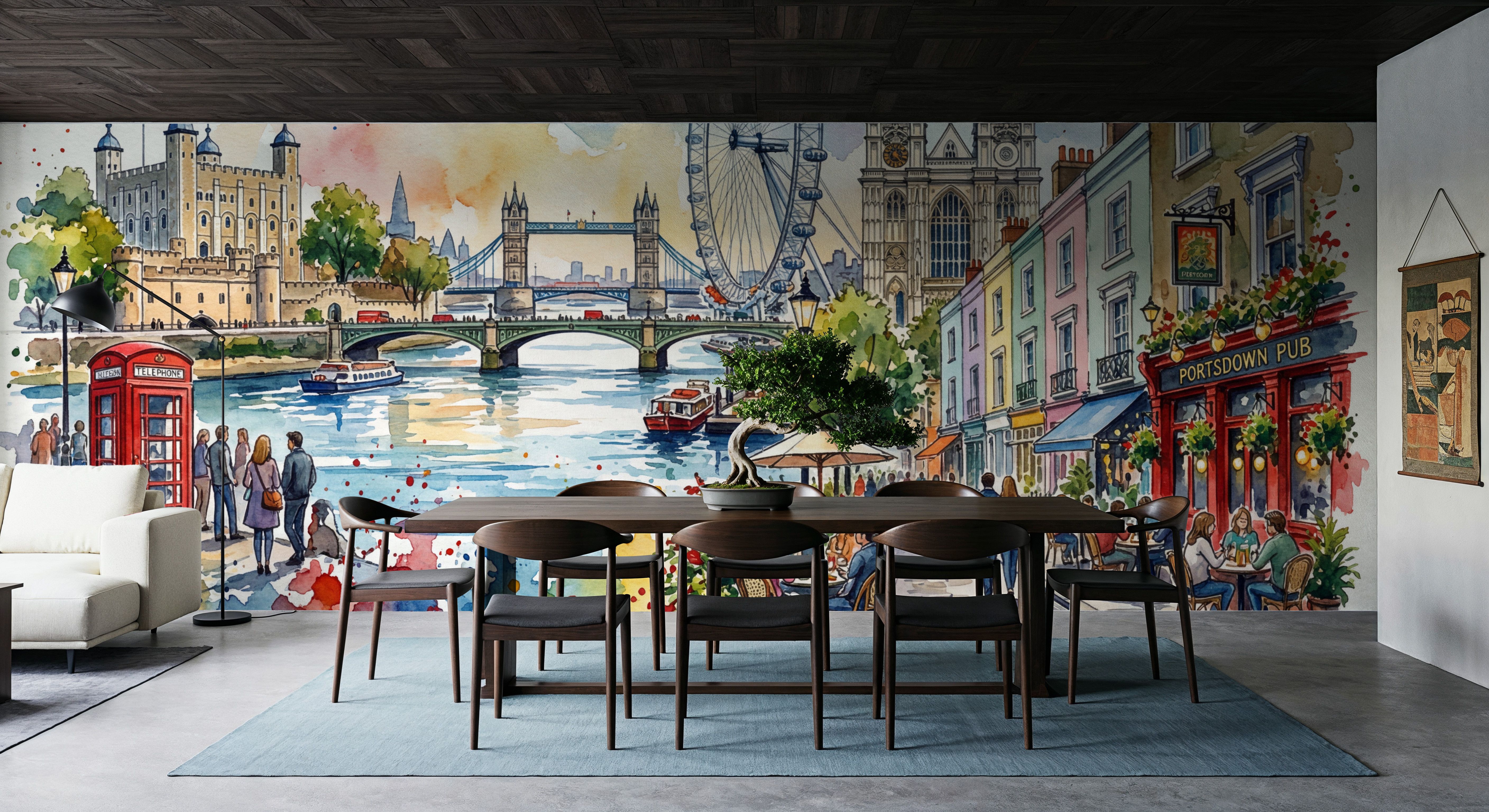 London - Watercolor City Series, Papel pintado