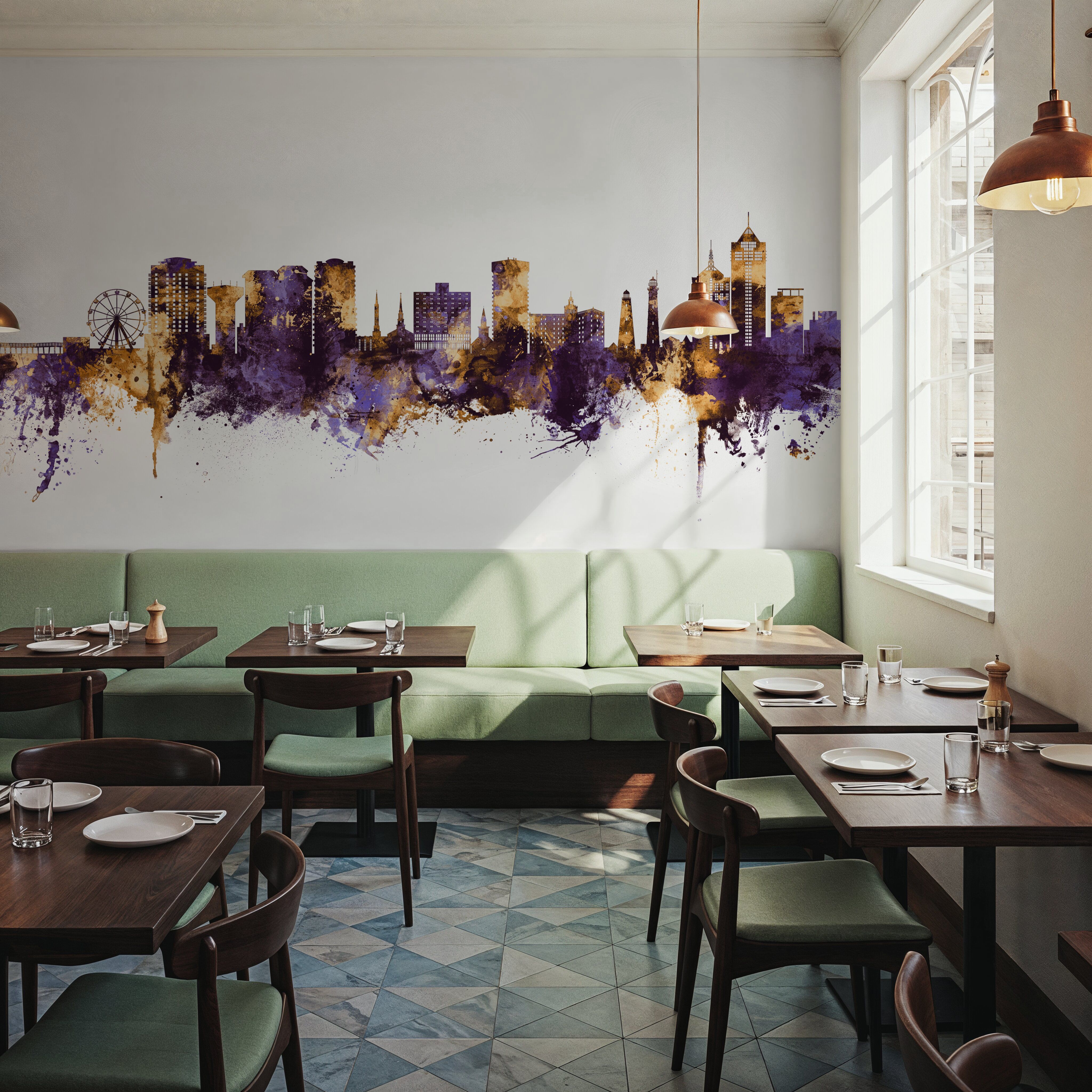 Virginia Beach Skyline Purple & Gold