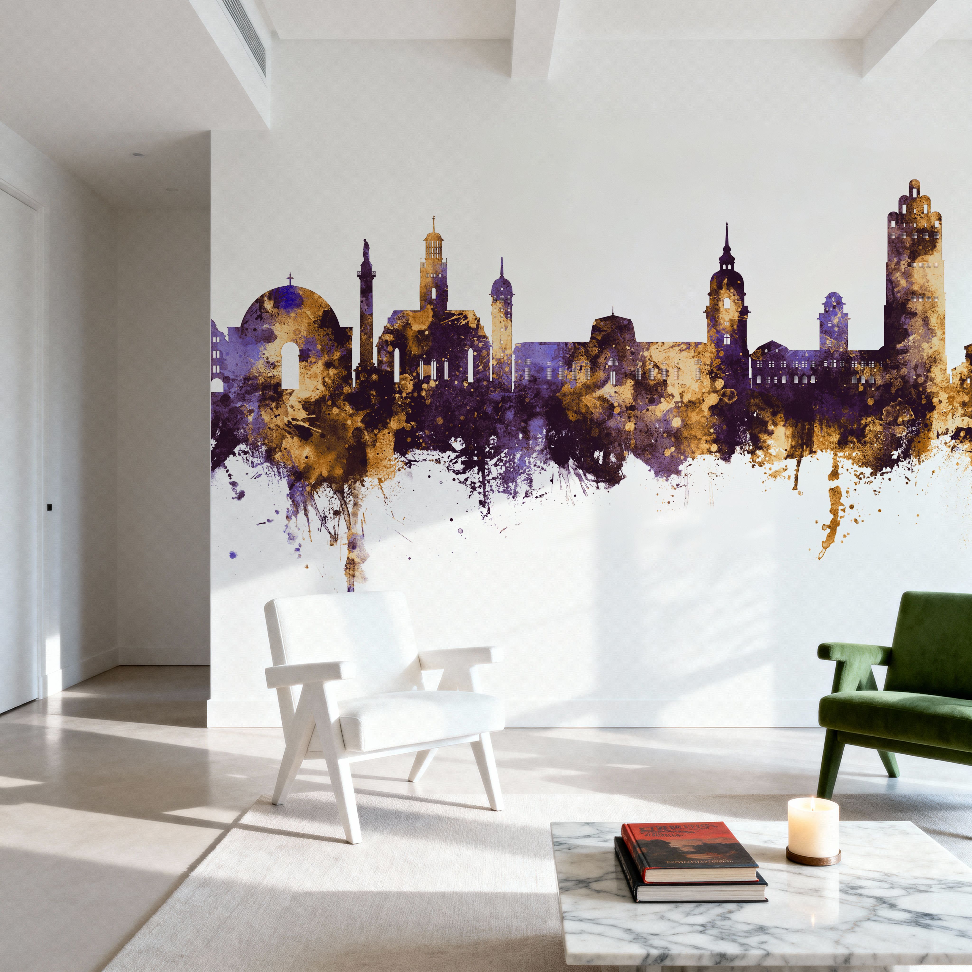 Darmstadt Skyline Purple & Gold