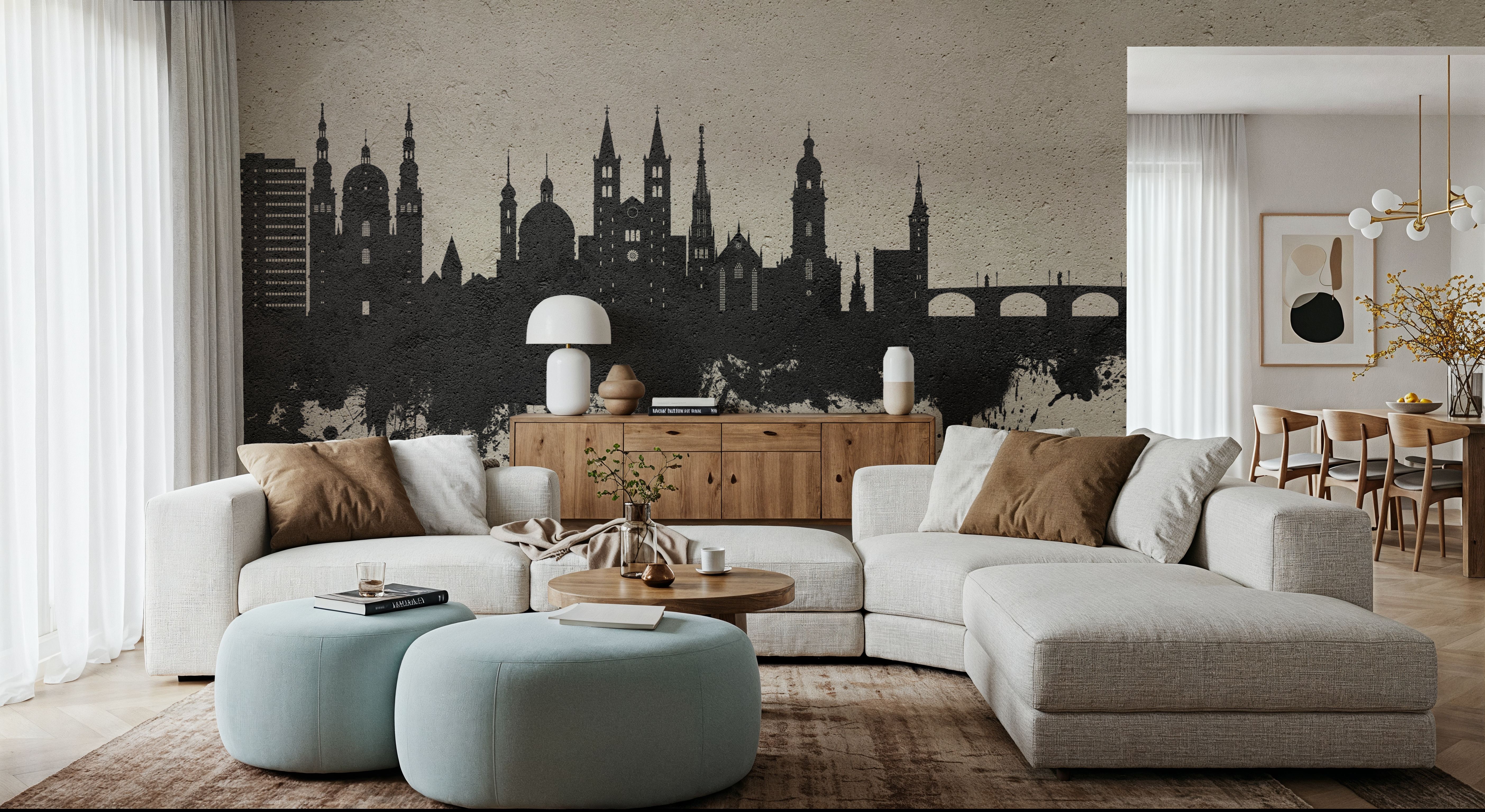 Würzburg Germany Skyline Concrete, Tapeten