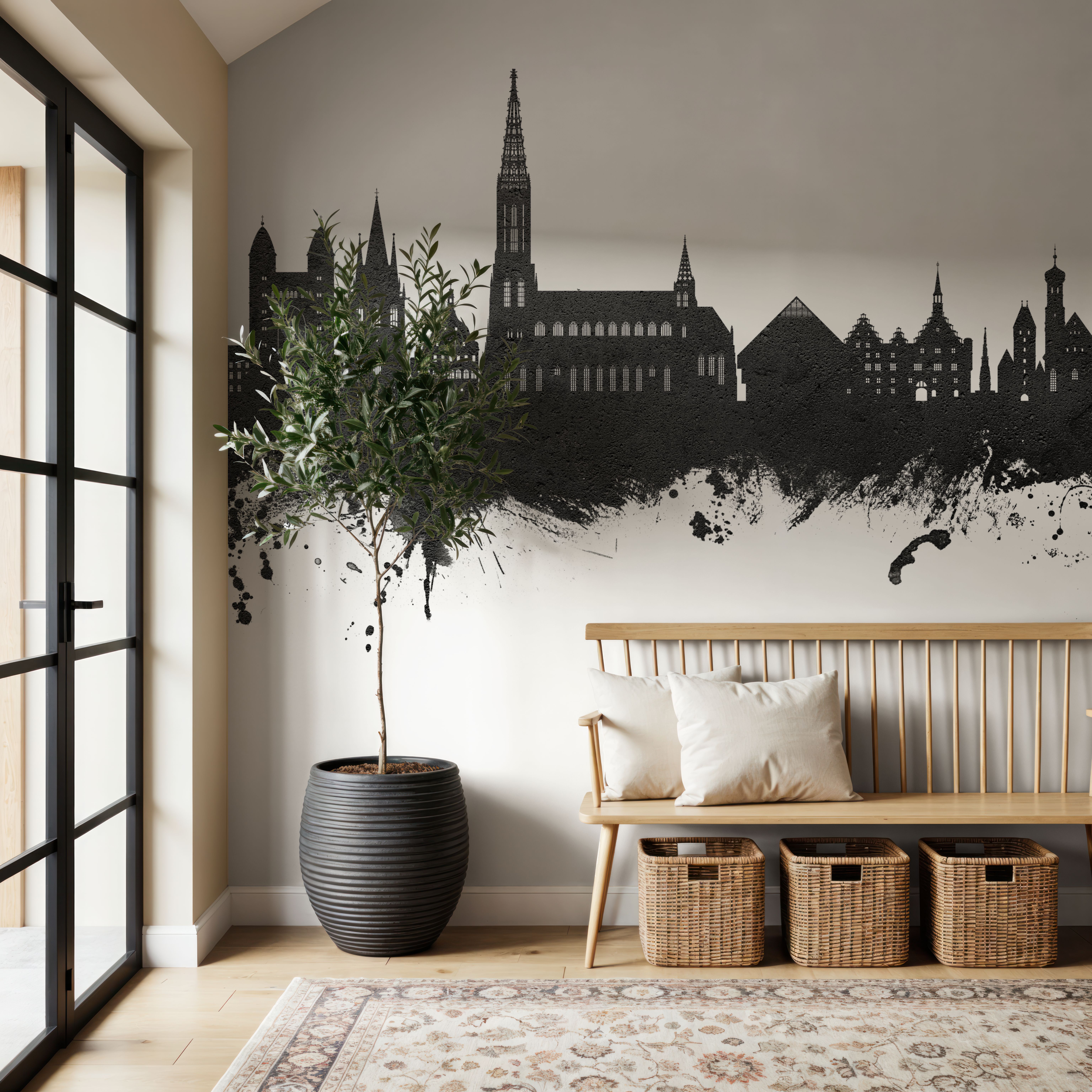 Ulm Germany Skyline Black & White