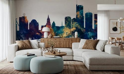 Essen Germany Skyline Blue & Bronze