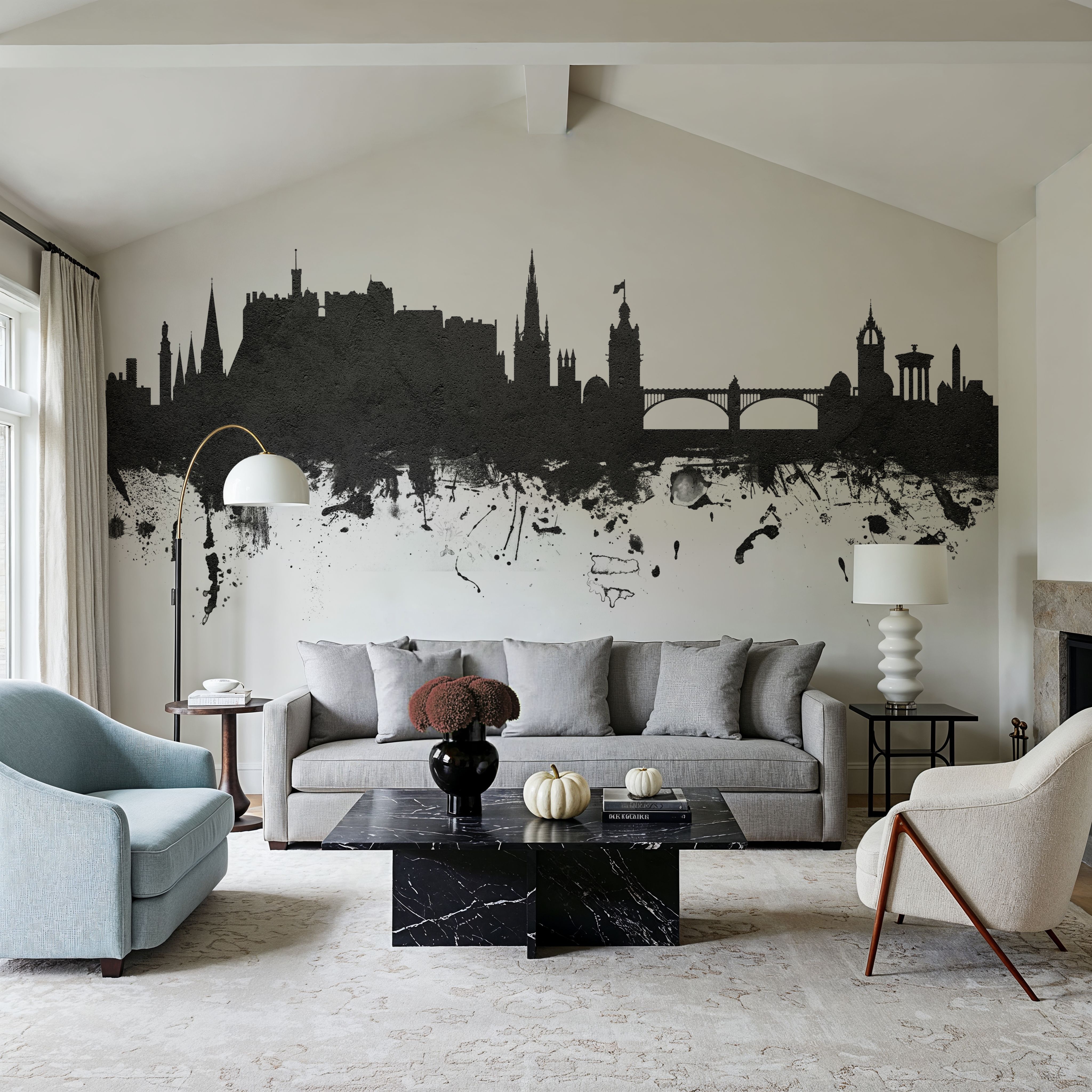 Edinburgh Scotland Skyline Black & White