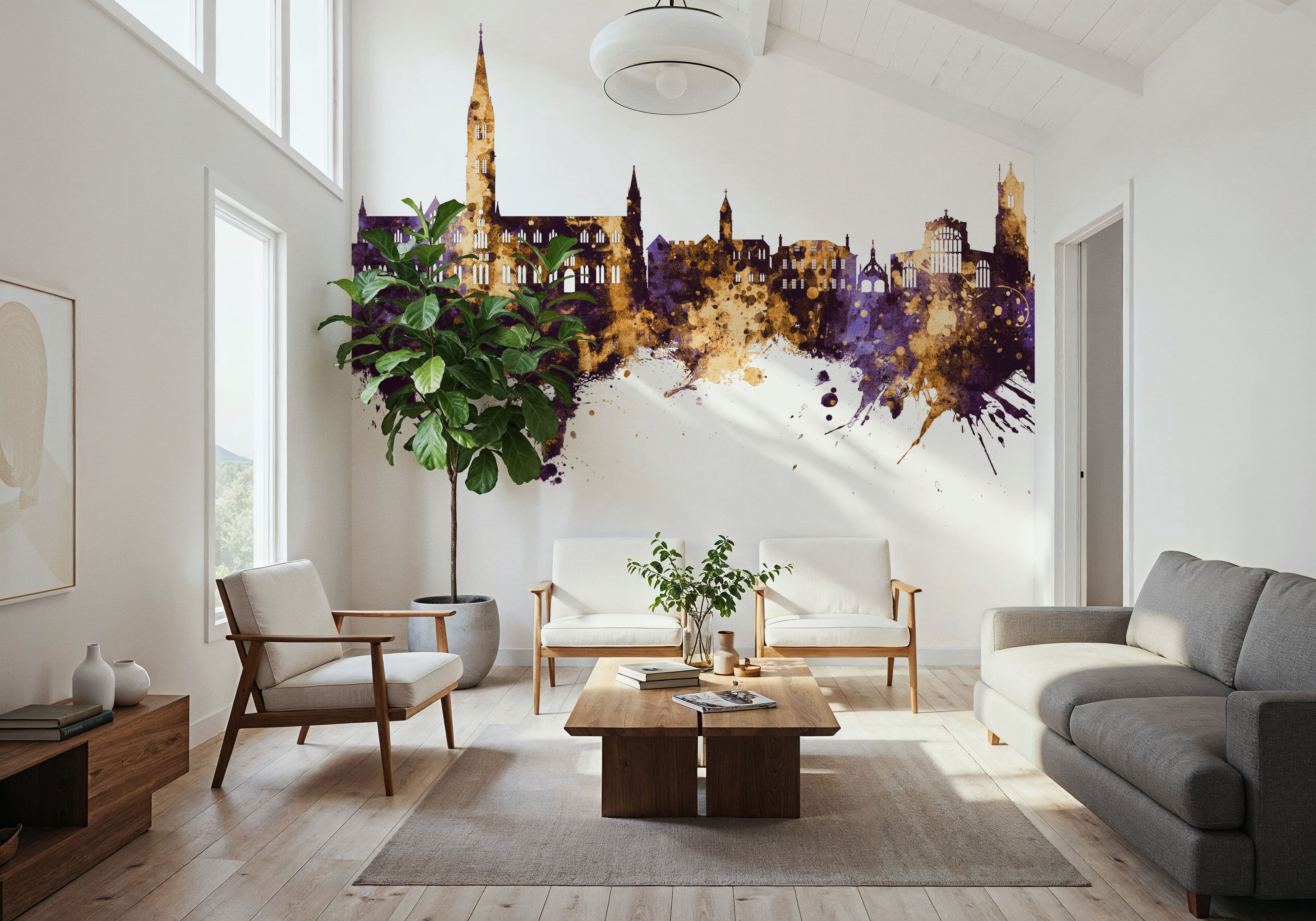 Salisbury England Skyline Purpl & Gold