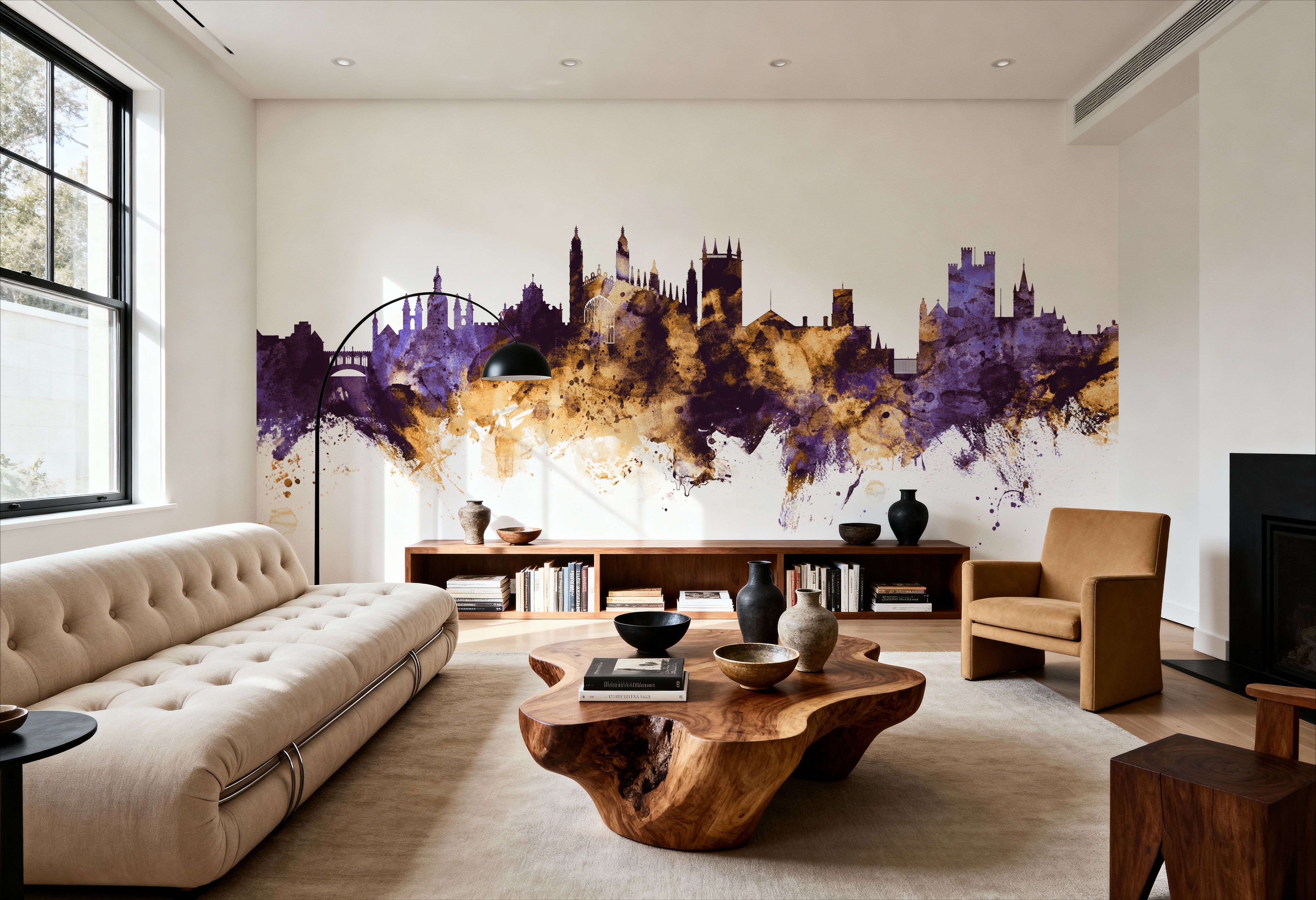 Cambridge England Skyline Purple & Gold