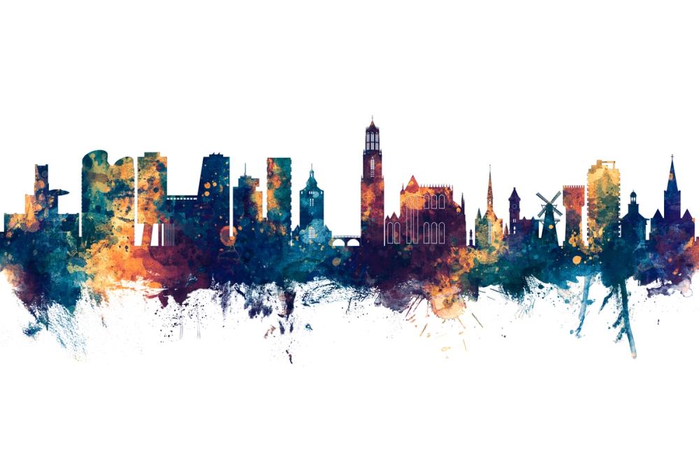 Utrecht The Netherlands Skyline Blue & Bronze