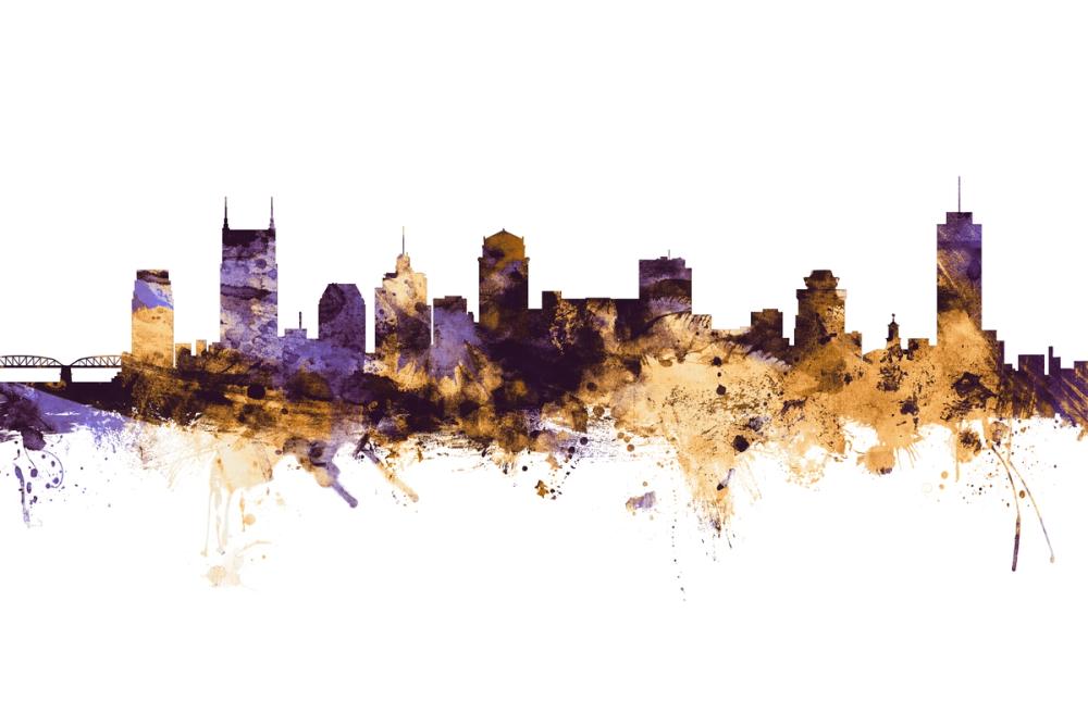Nashville Tennessee Skyline Purple & Gold