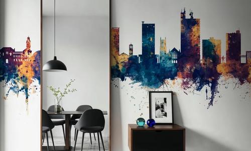 Lubbock Texas Skyline Blue & Bronze