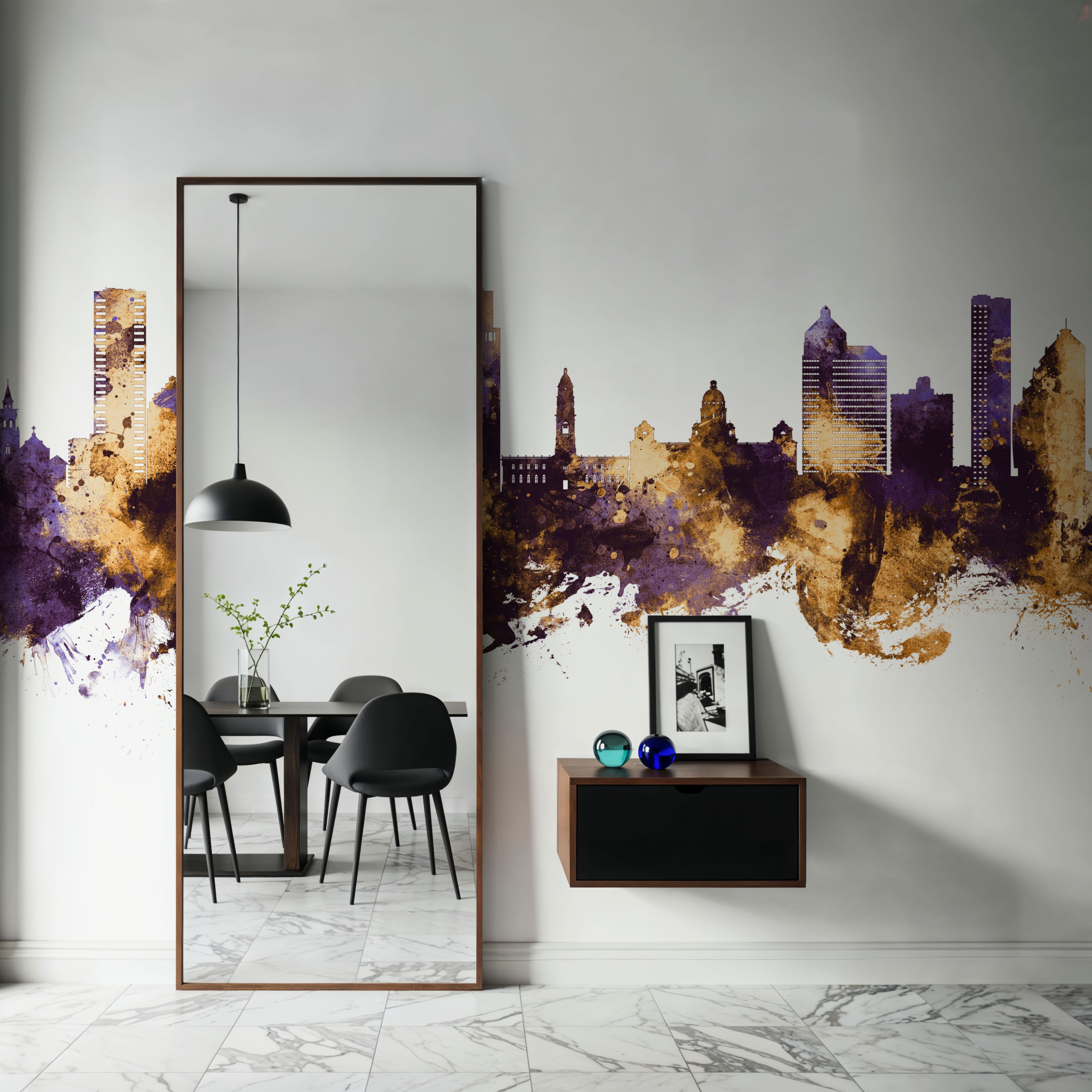 Durban South Africa Skyline Purple & Gold