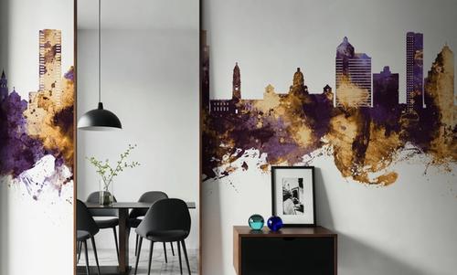 Durban South Africa Skyline Purple & Gold