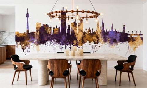 Vienna Austria Skyline Purple & Gold