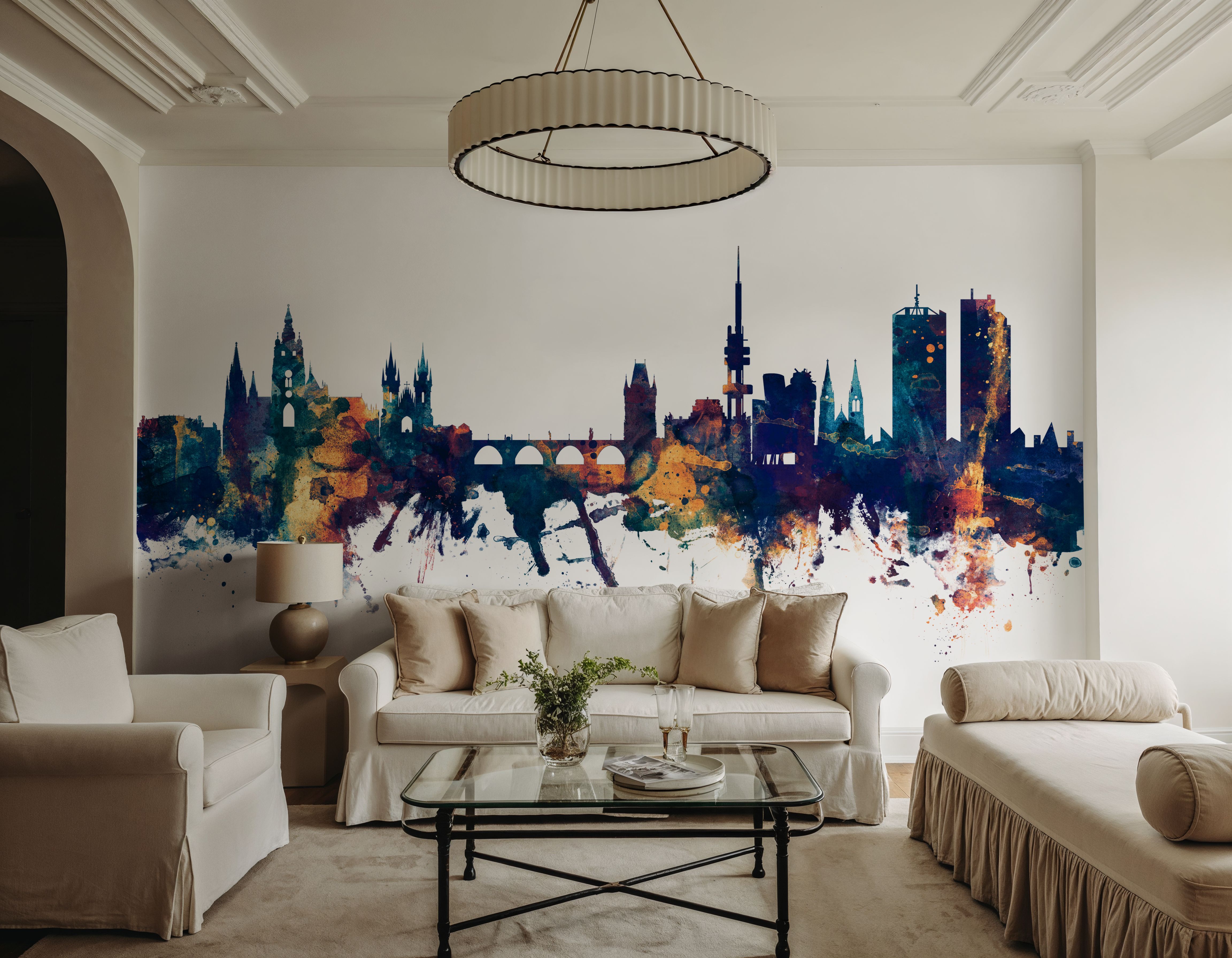 Prague (Praha) Czech Republic Skyline Blue & Bronze