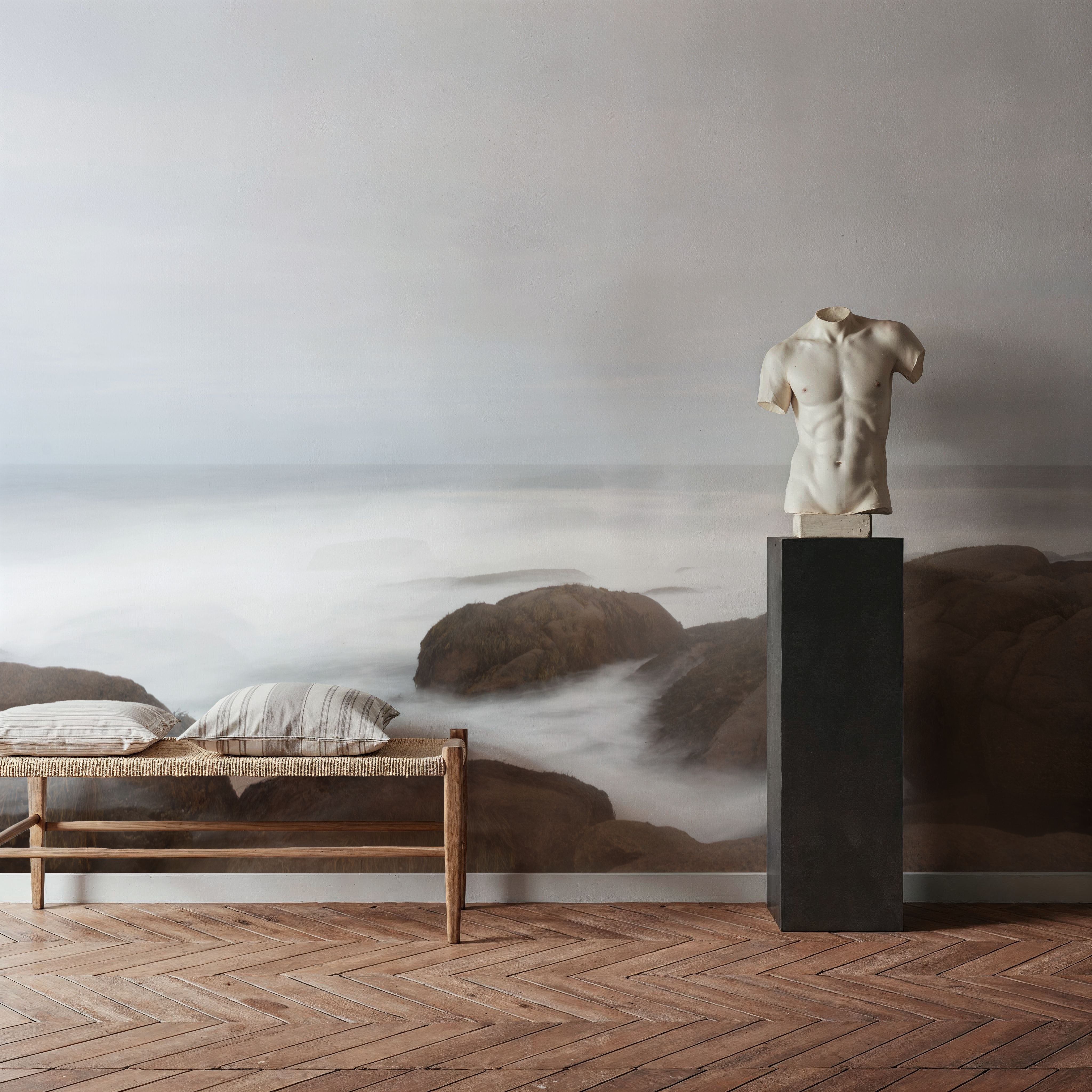 Misty Shore on the Rocks