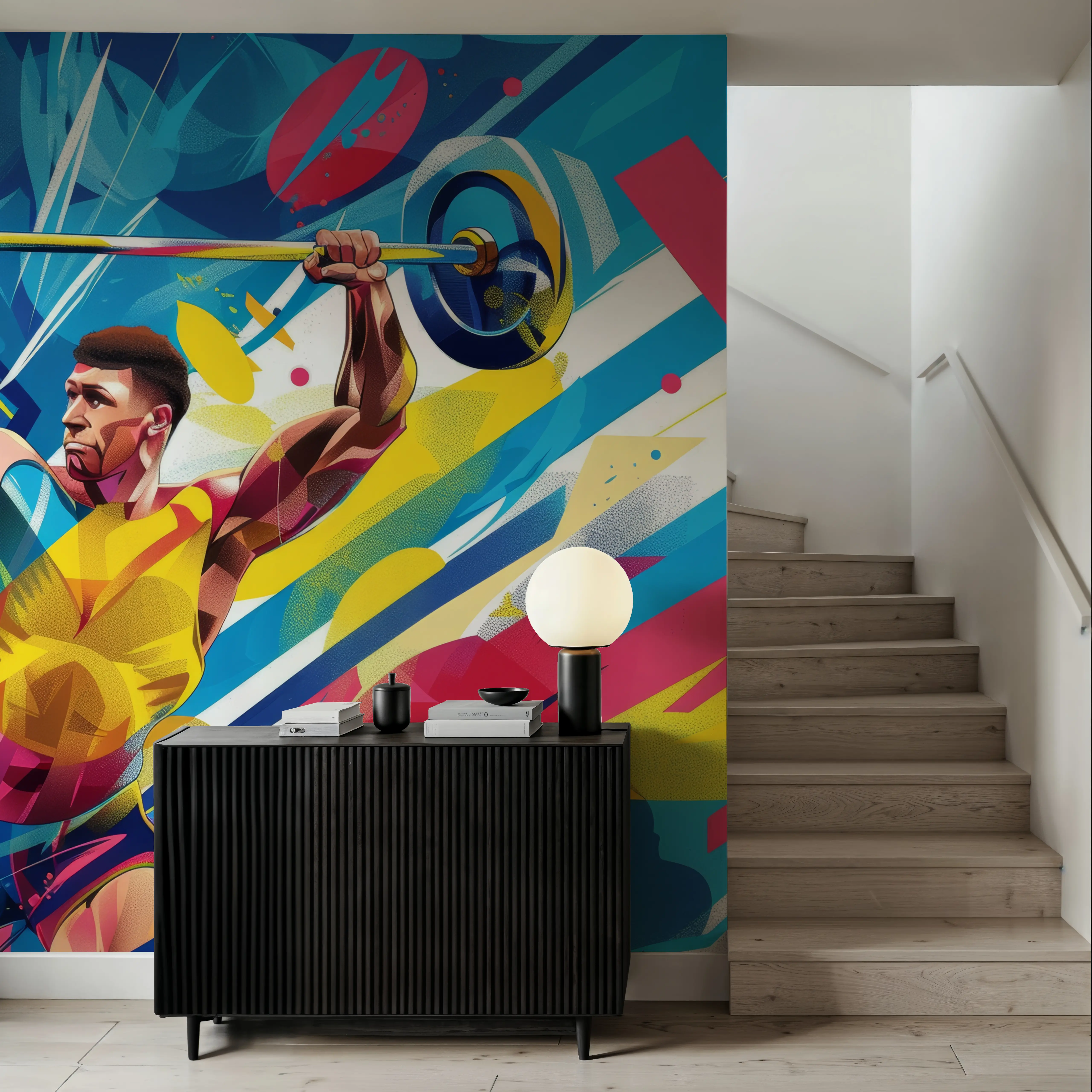 Fotobehang - Athletic Aesthetics - Grafische Kunst Sport Mural - Eetkamer - Wallism Nederland - Zelfklevend of Vliesbehang