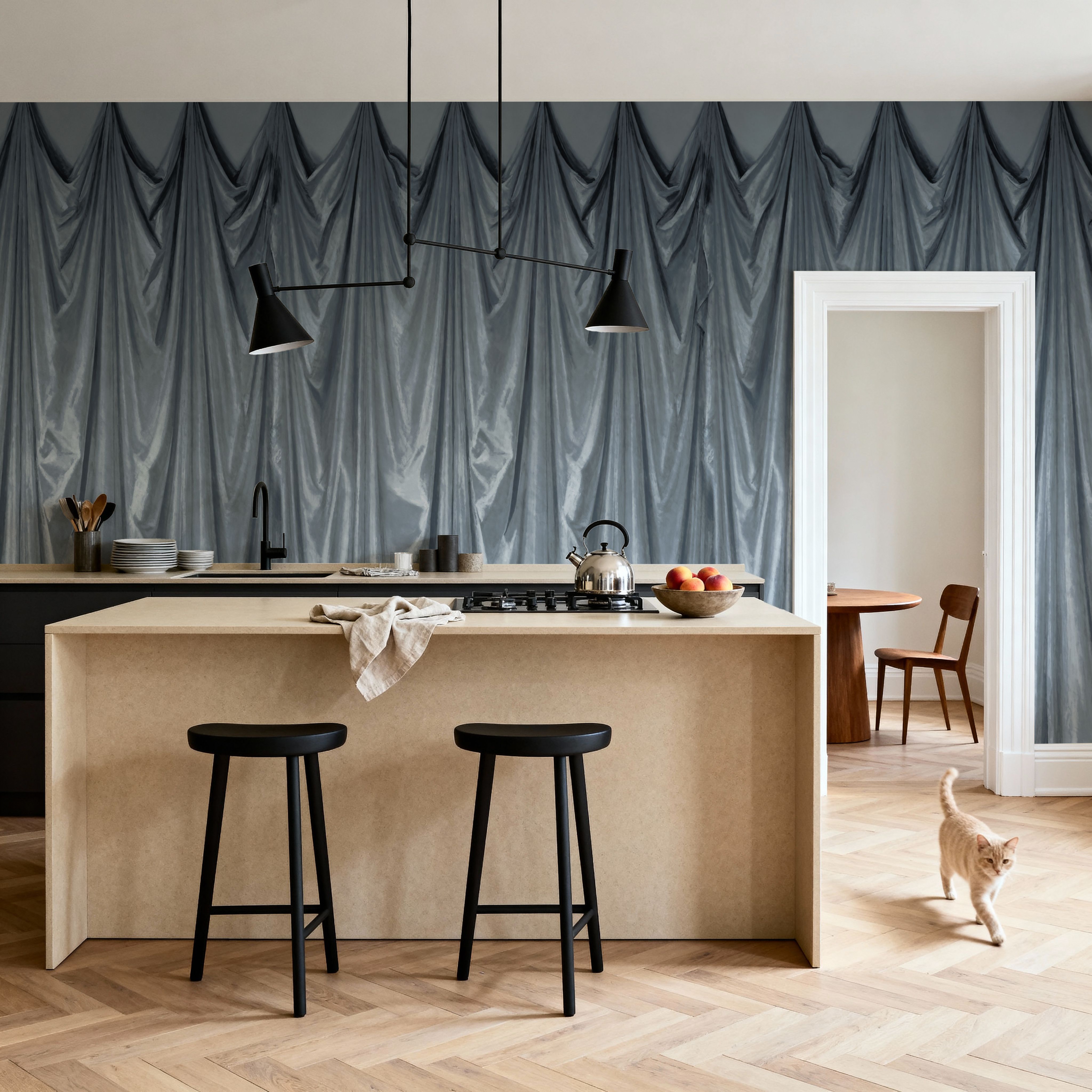 Medici Drapes, Stone Blue