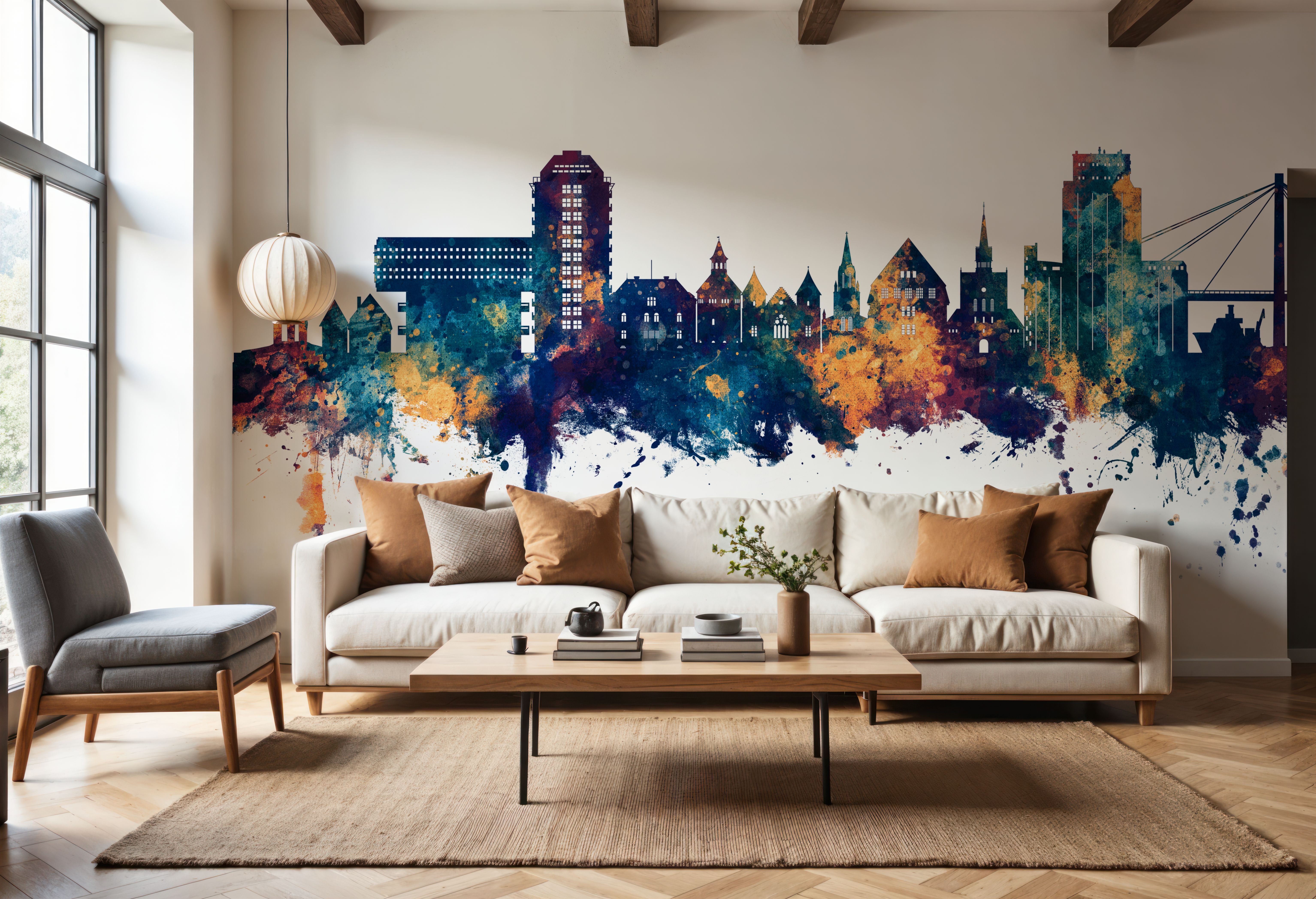 Stavanger Norway Skyline Blue & Bronze, Wallpaper