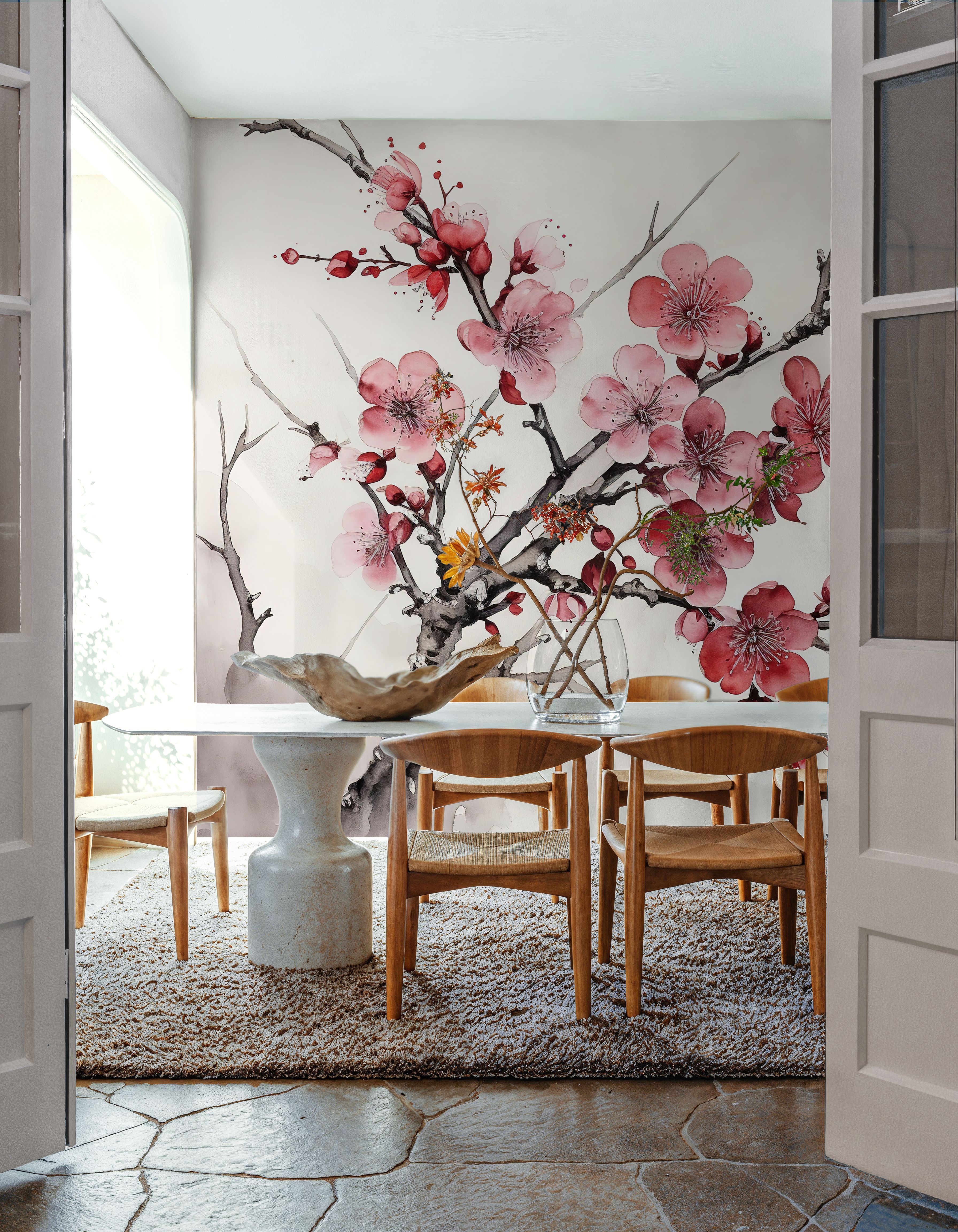 Ink Cherry Blossoms Branches