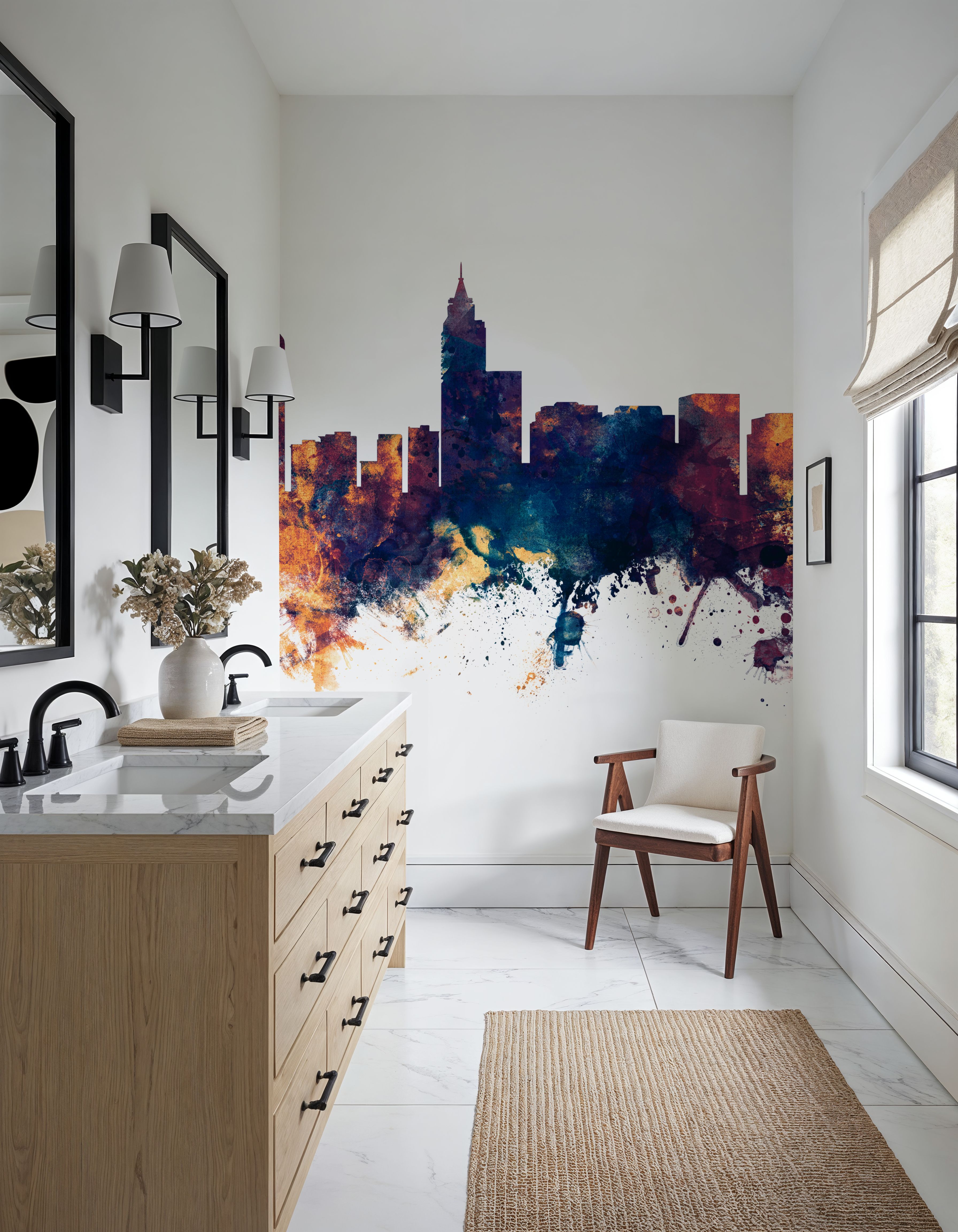 Raleigh North Carolina Skyline Blue & Bronze