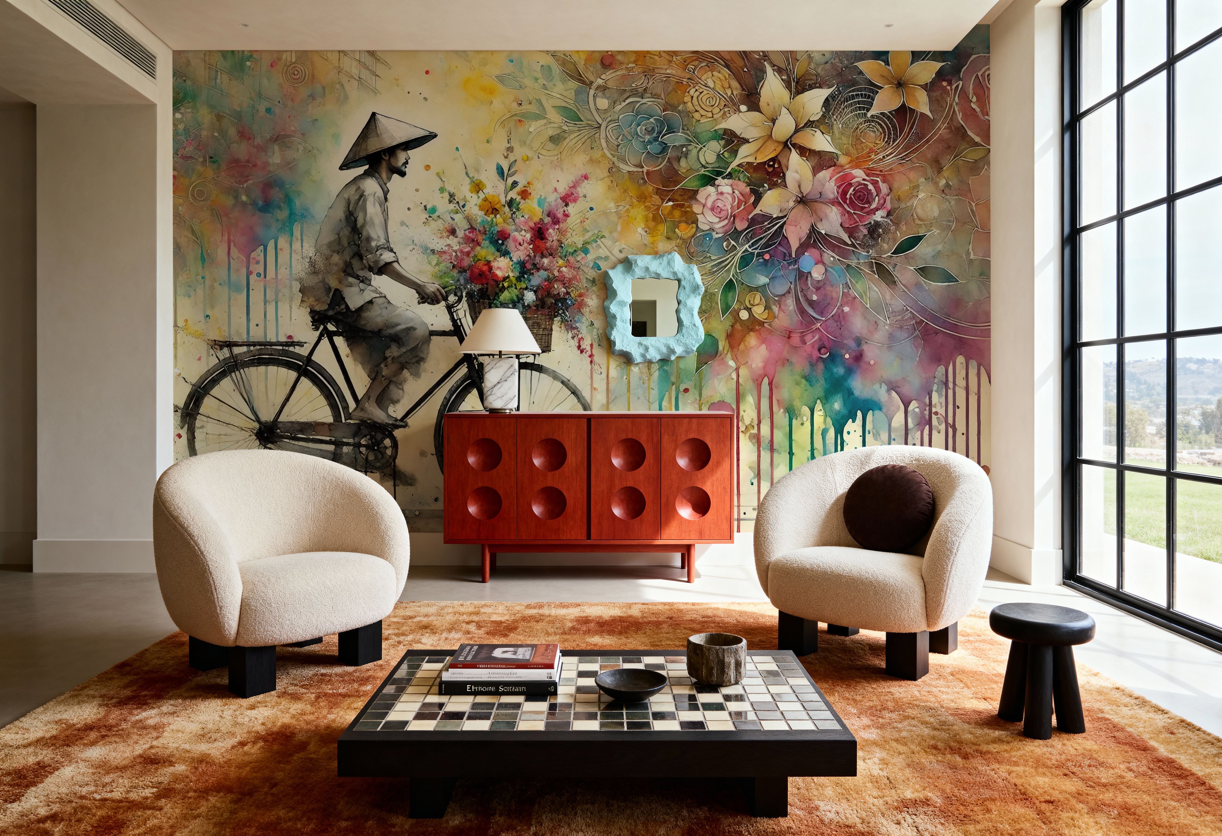 Vibrant Floral Cyclist