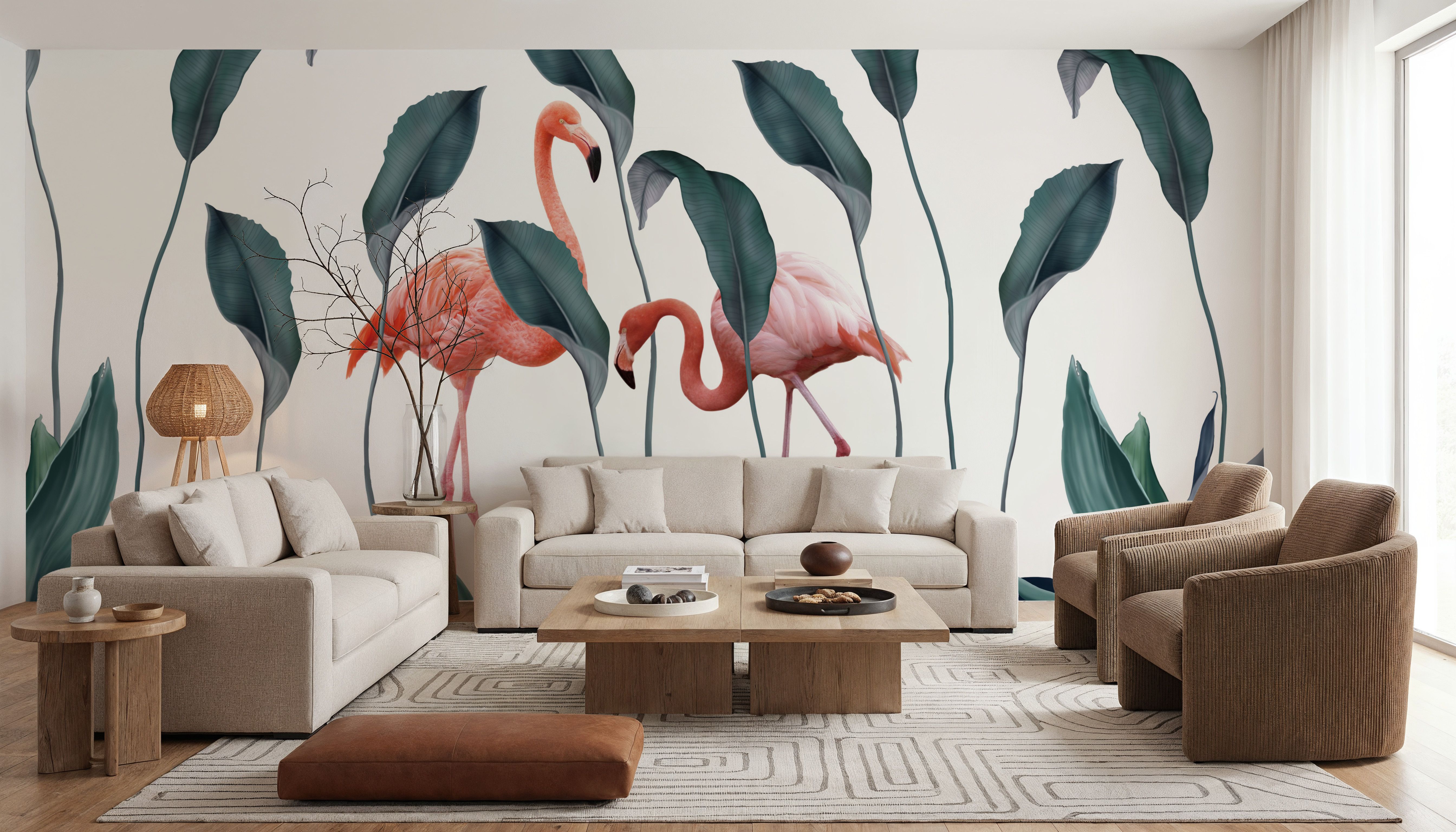 Shy Flamingos, Wallpaper