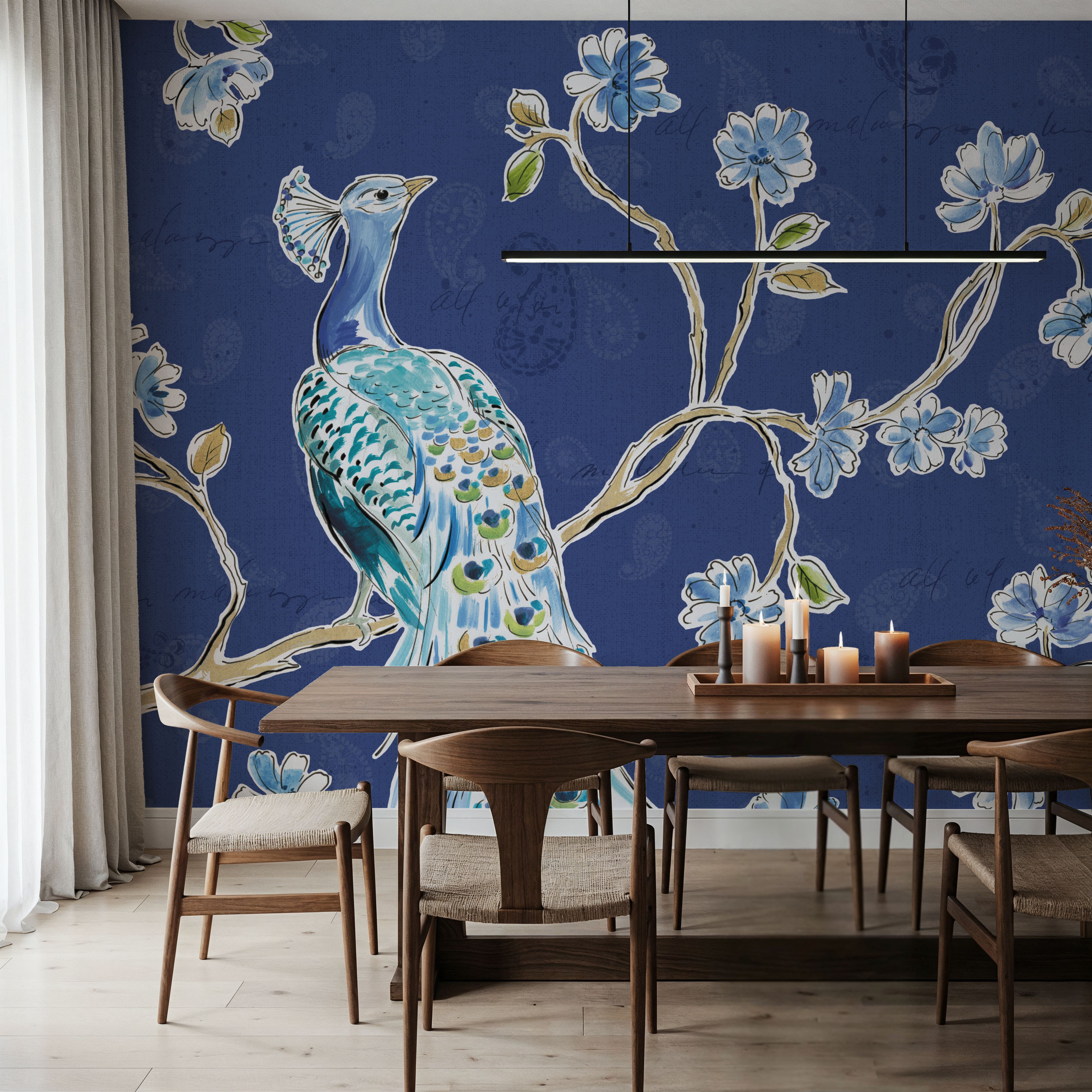 Peacock Allegory I Blue
