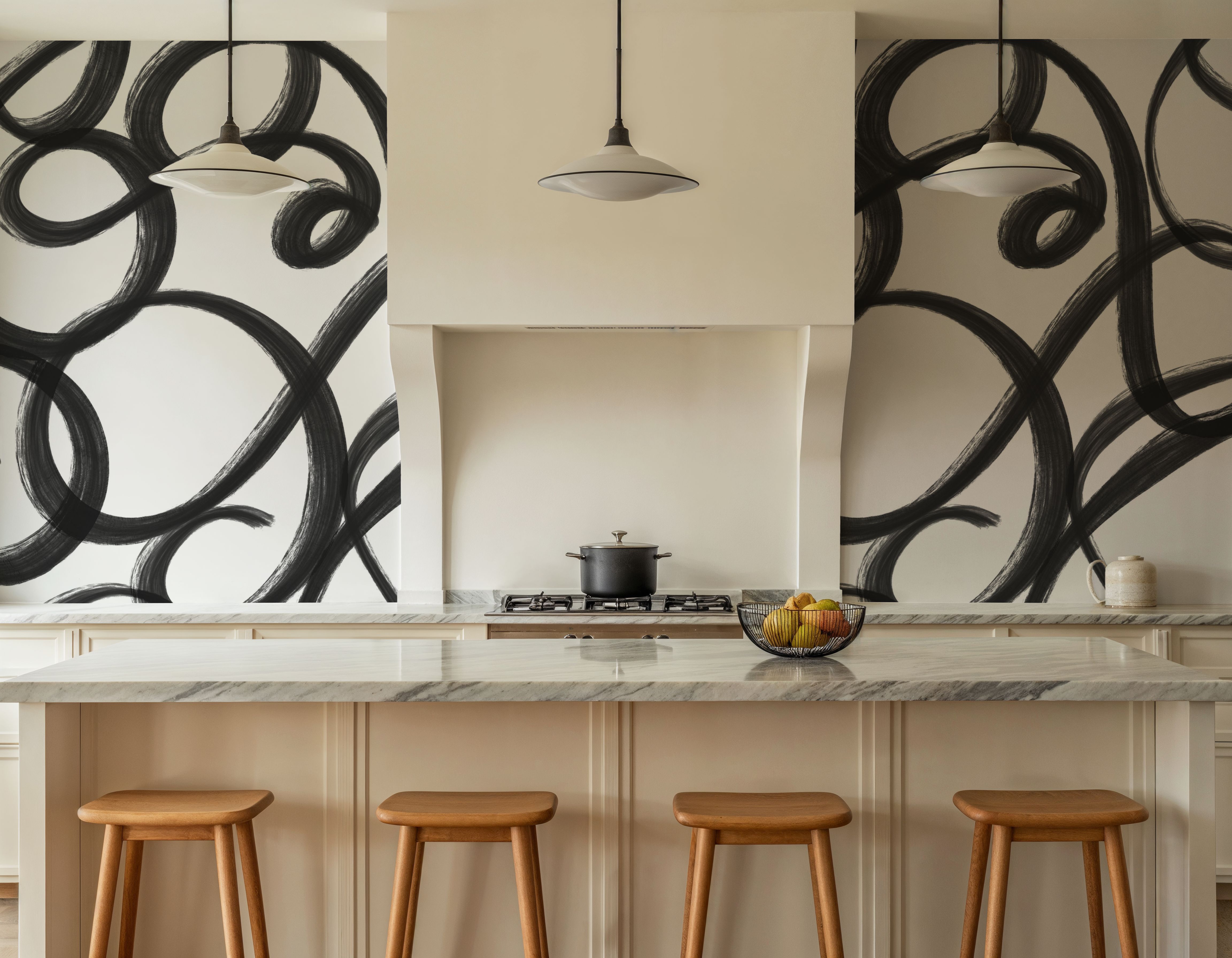 Curly Brush Lines, Black