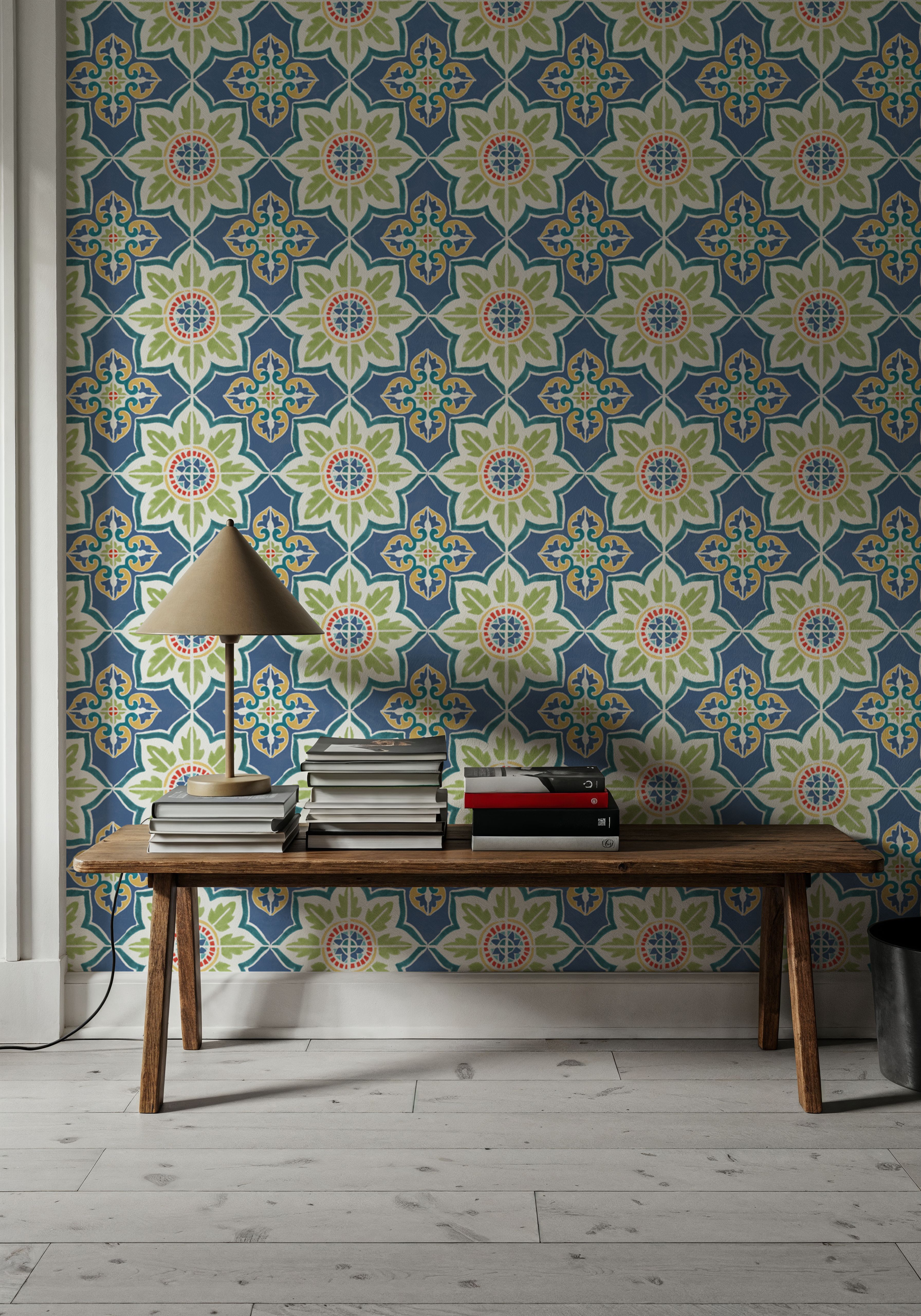 Kaleidomin Blue, Papier peint