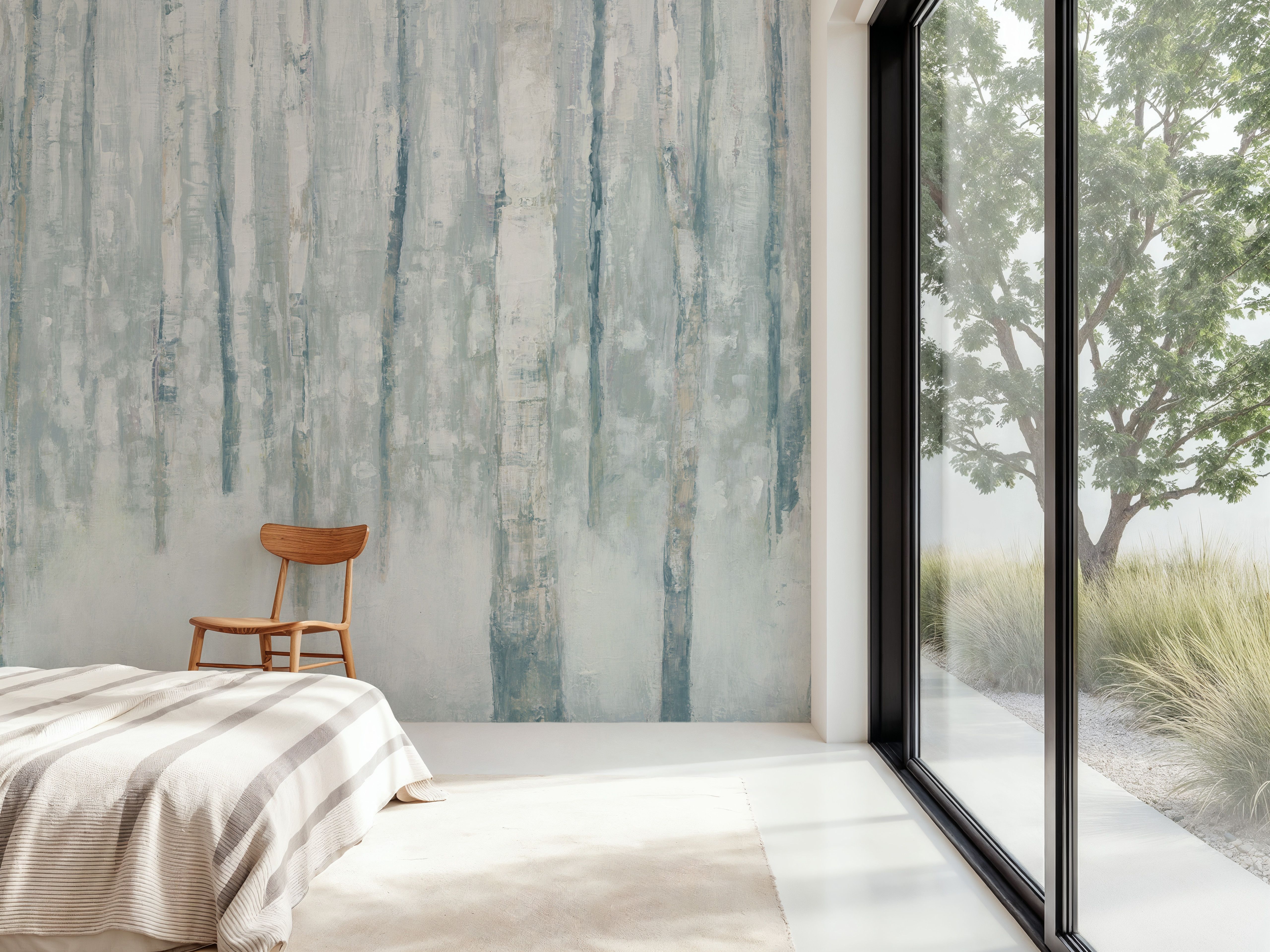 Birches in Winter Blue Gray