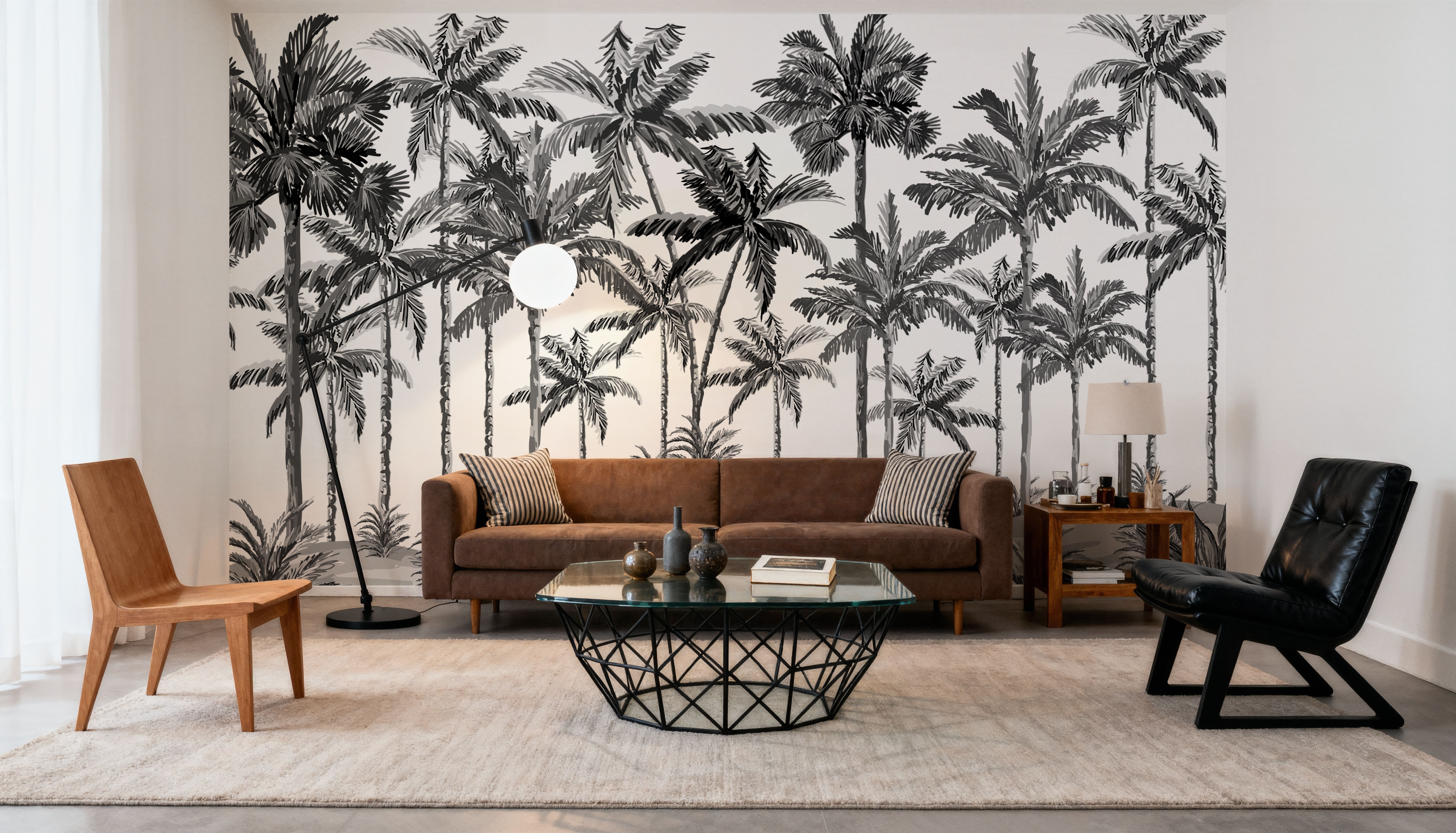 Playful Palms BW, Wallpaper