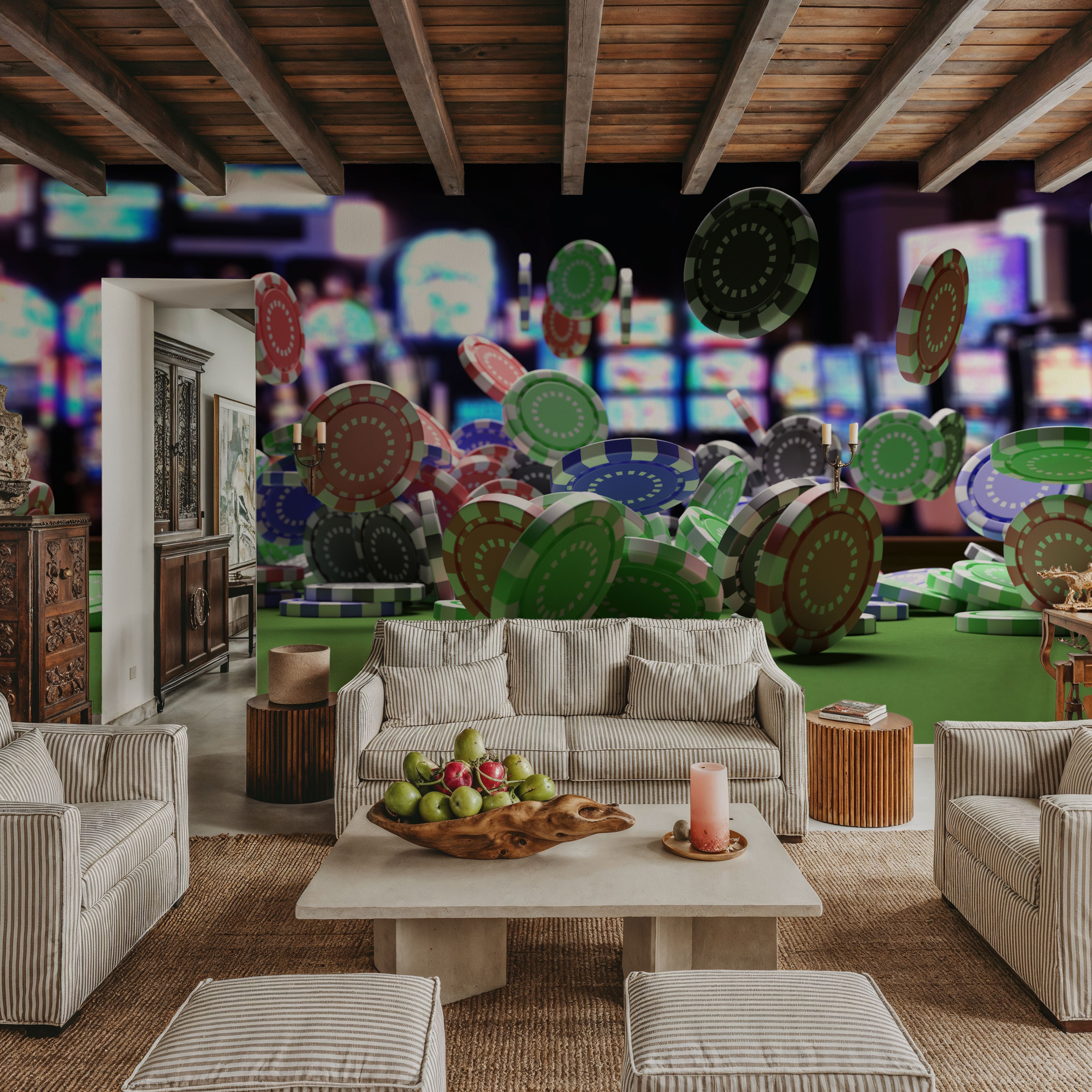 Fotomurale - Poker Chips - Scale corridoi - Wallism Italia - Incollare al muro o Autoadesivo