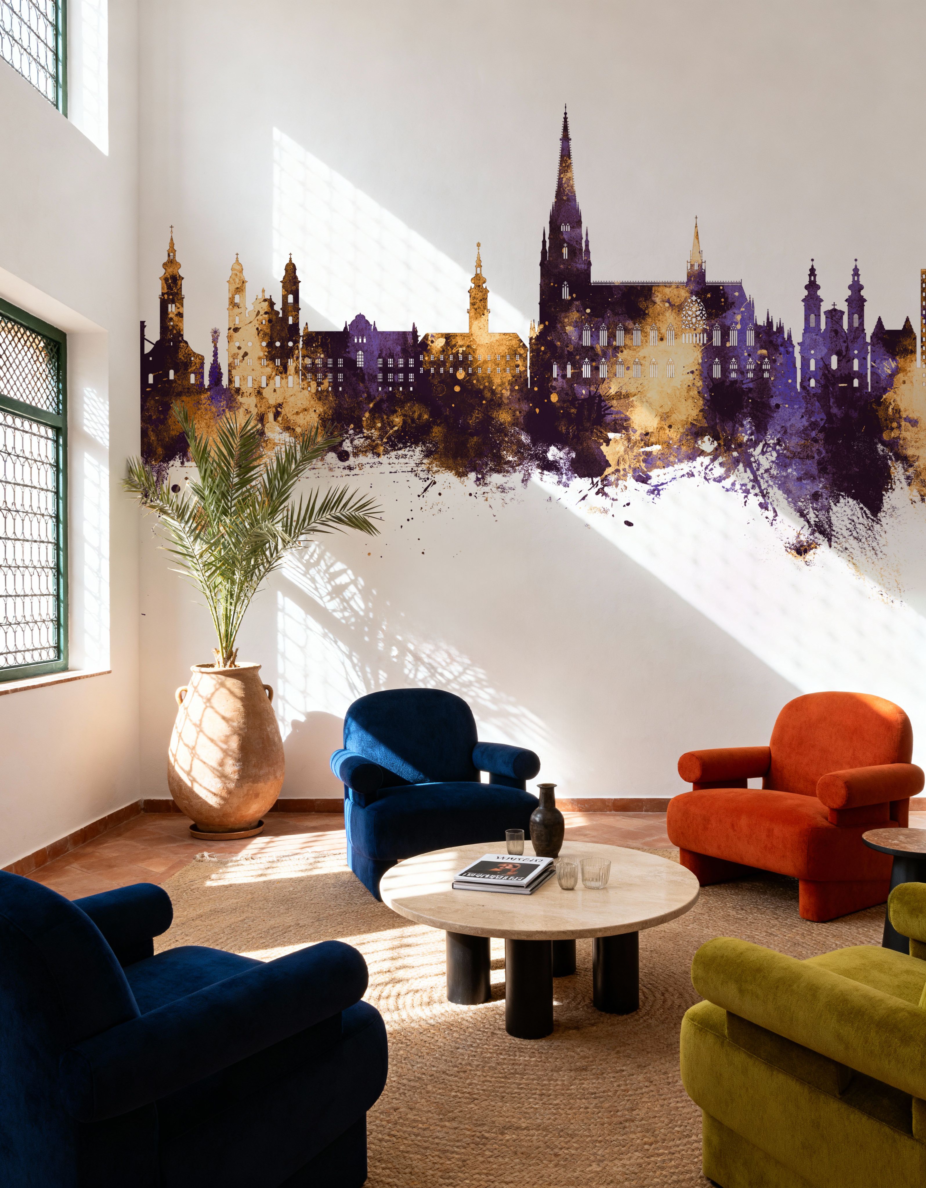 Linz Austria Skyline Purple & Gold