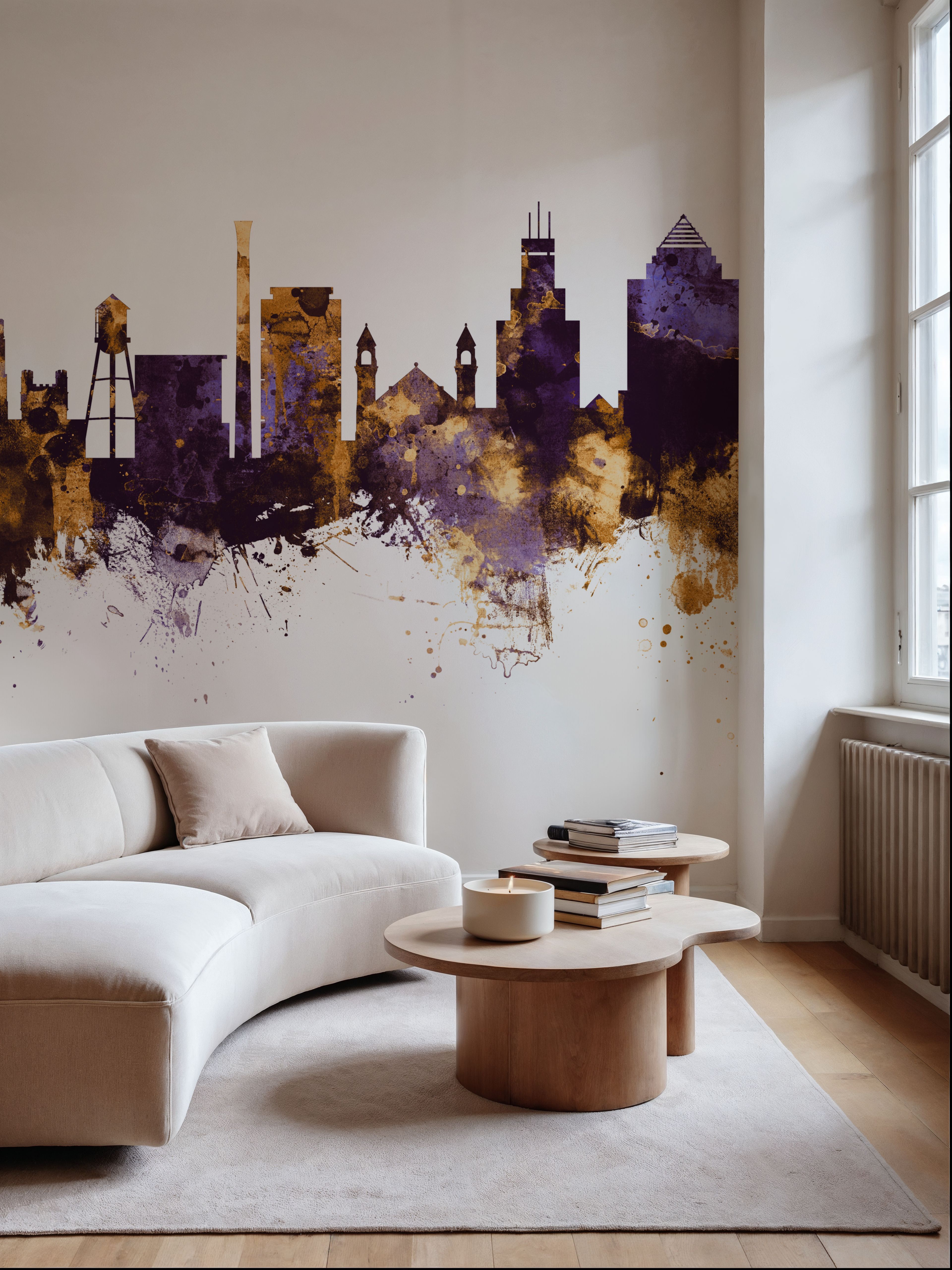 Durham North Carolina Skyline Purple & Gold