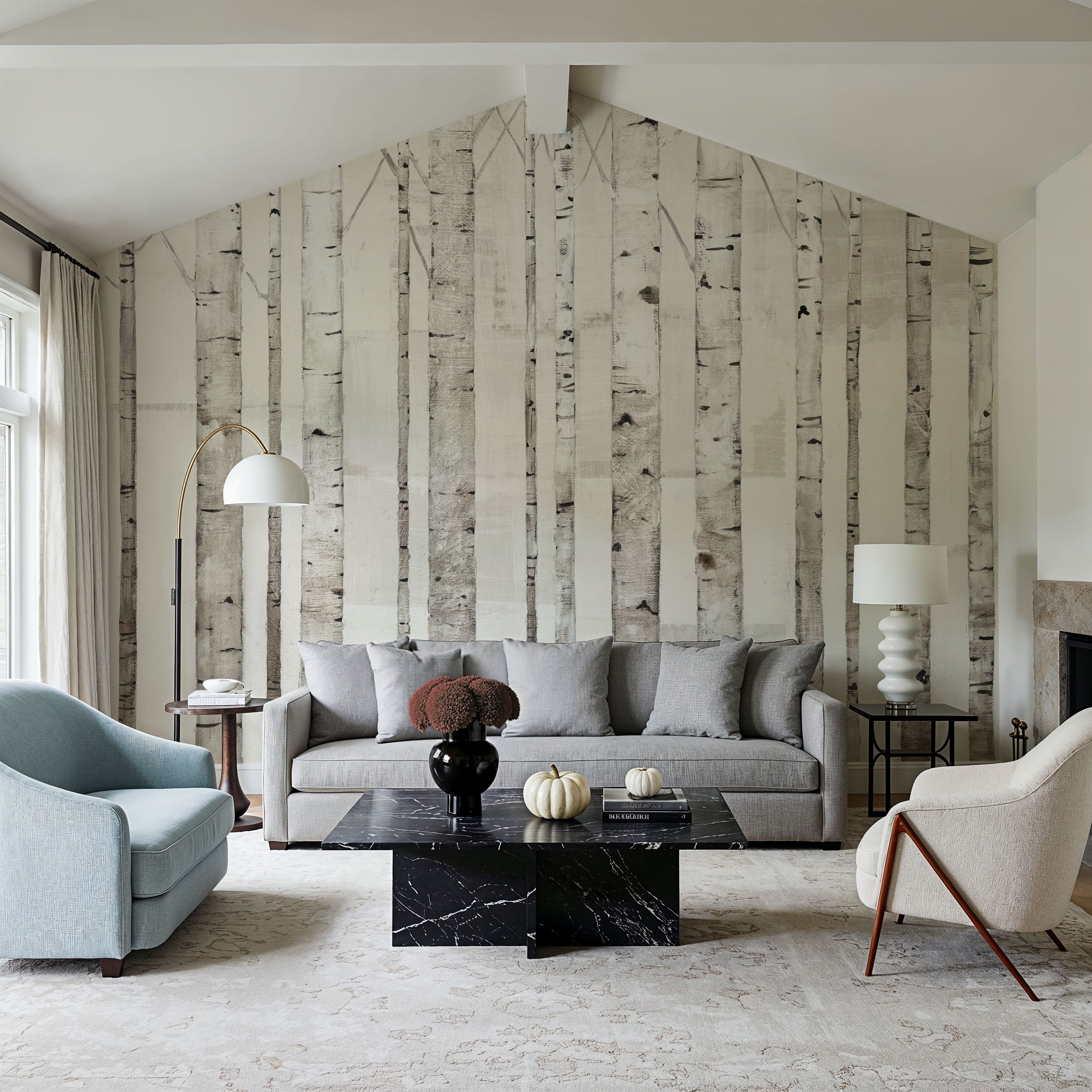 Birch Trees on White