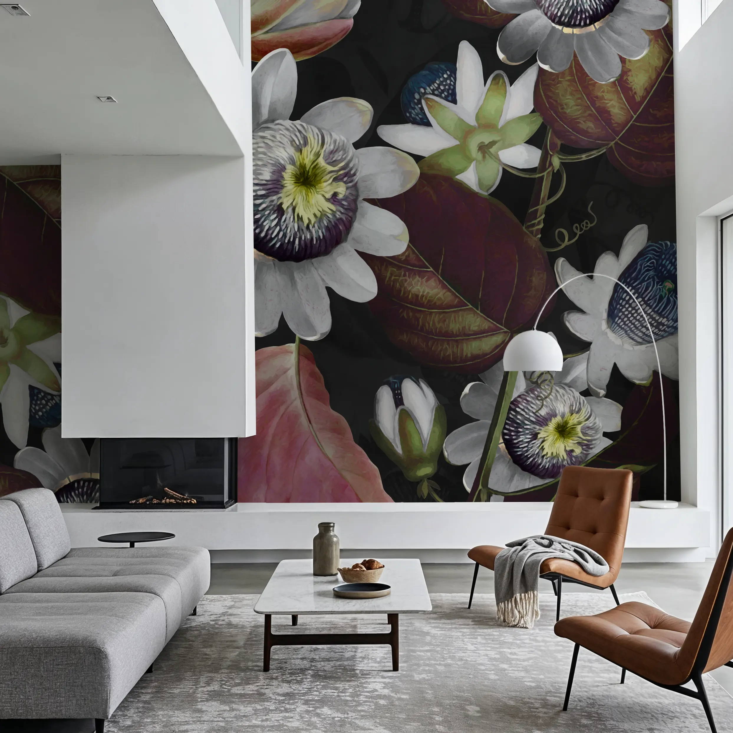 Fotobehang - Passifloras Emerging Red - Bloemen Natuur Mural - Bruin - Slaapkamers - Wallism België - Zelfklevend of Vliesbehang