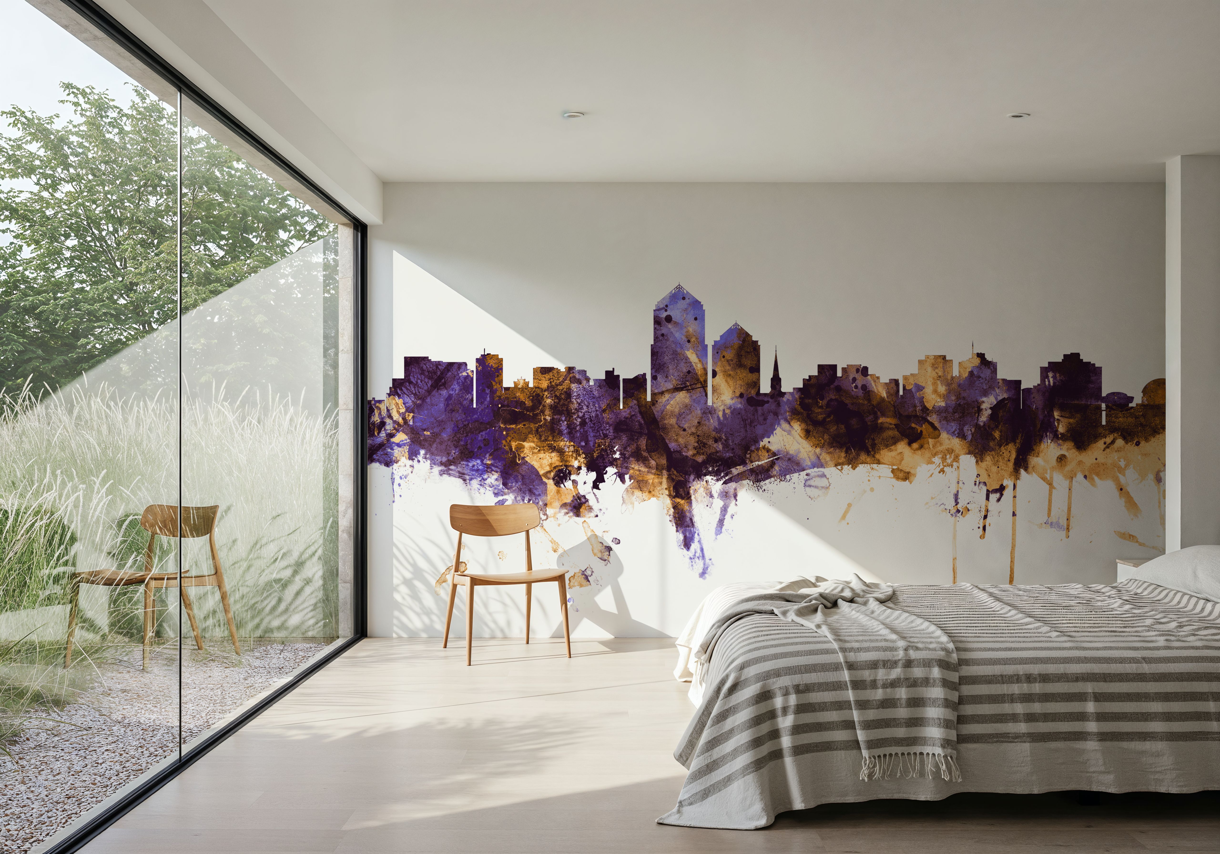 Albuquerque New Mexico Skyline Purple & Gold