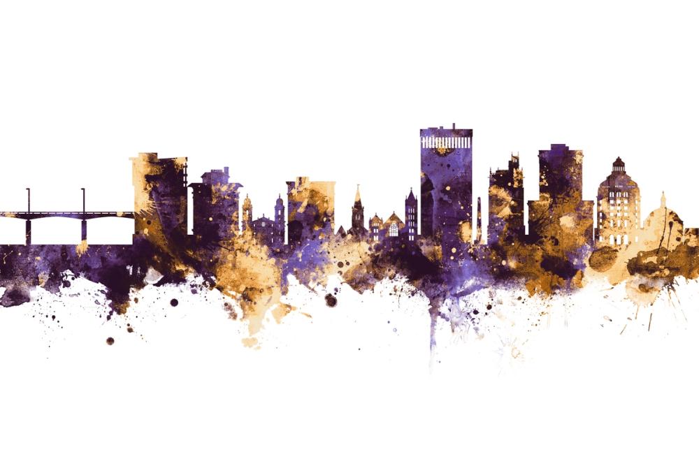 Asheville North Carolina Skyline Purple & Gold