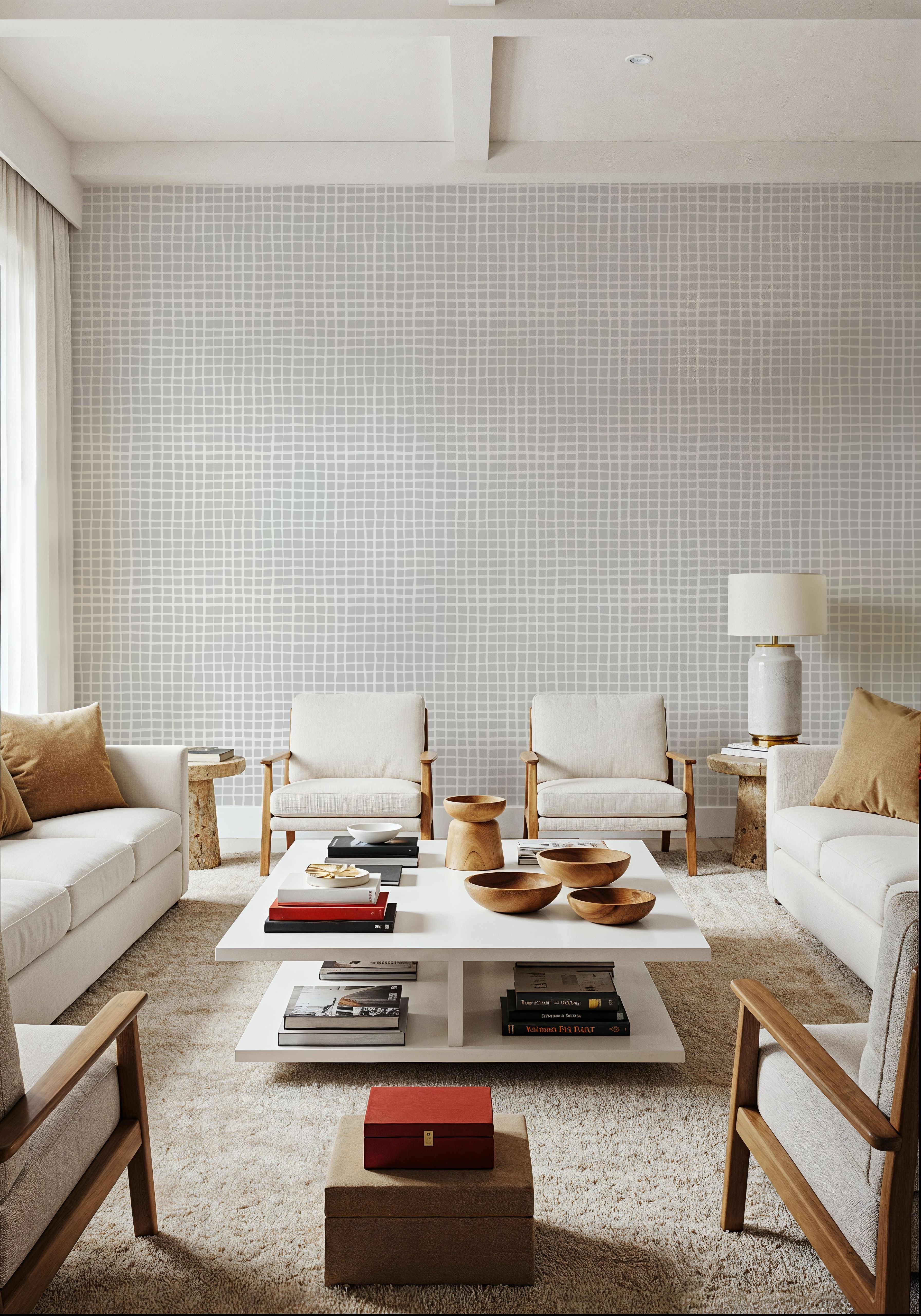 Griddy White Gray, Wallpaper