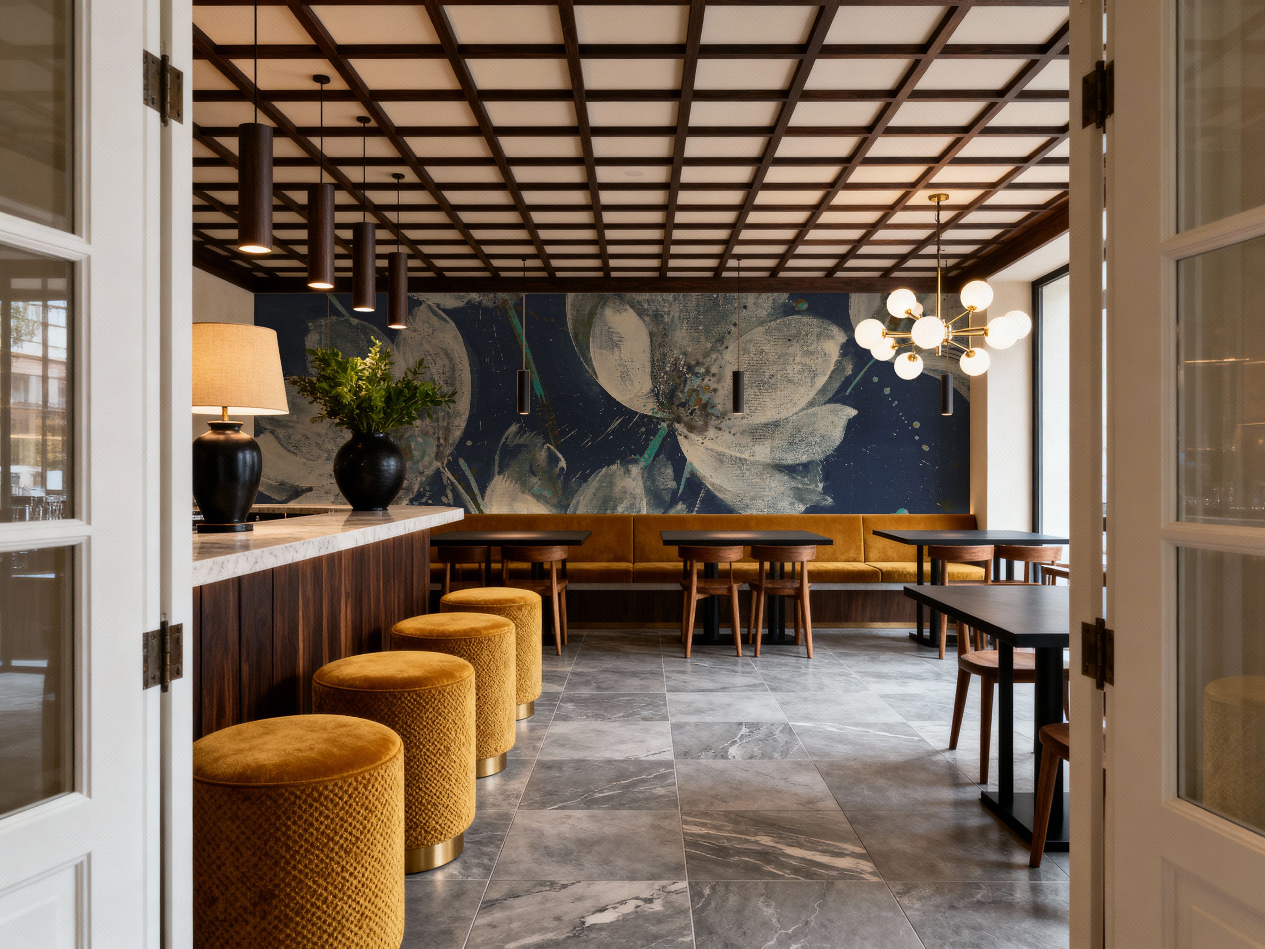 Midnight Garden with Light Blue