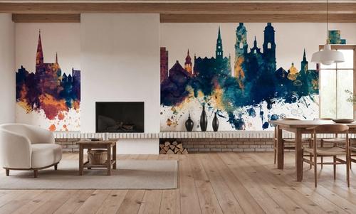 St Gallen Switzerland Skyline Blue & Bronze