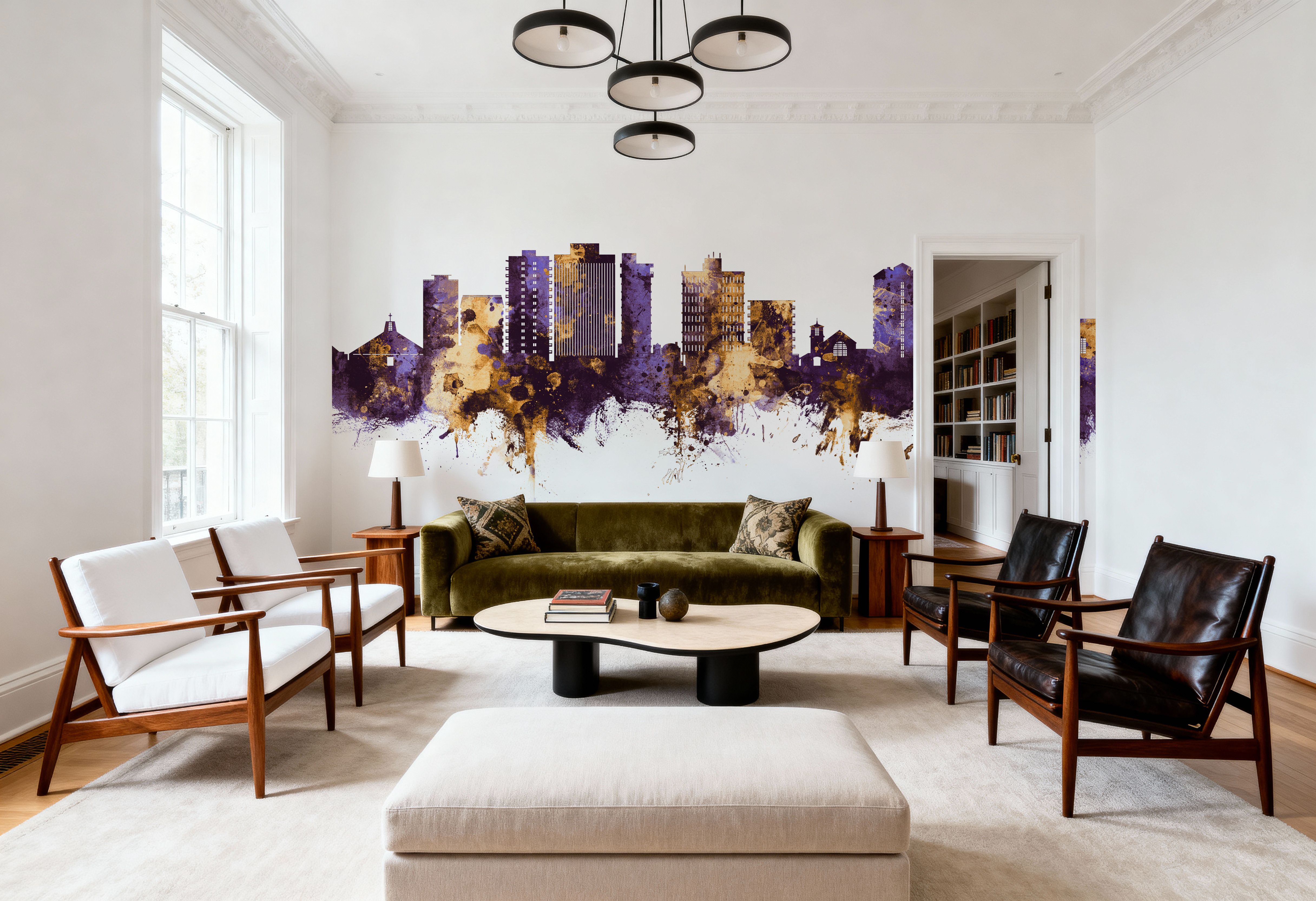 San Mateo California Skyline Purple & Gold