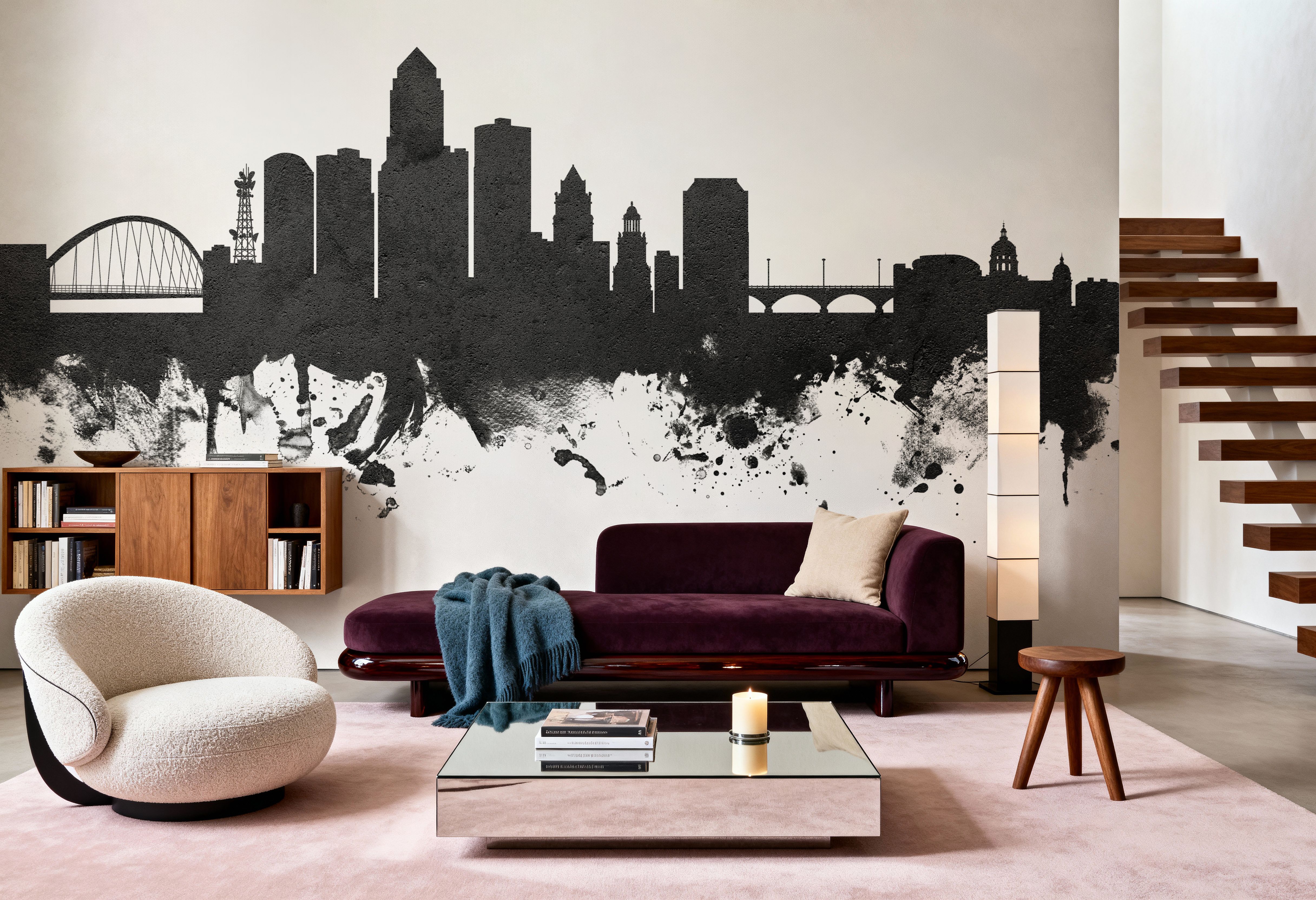 Des Moines Iowa Skyline Black & White