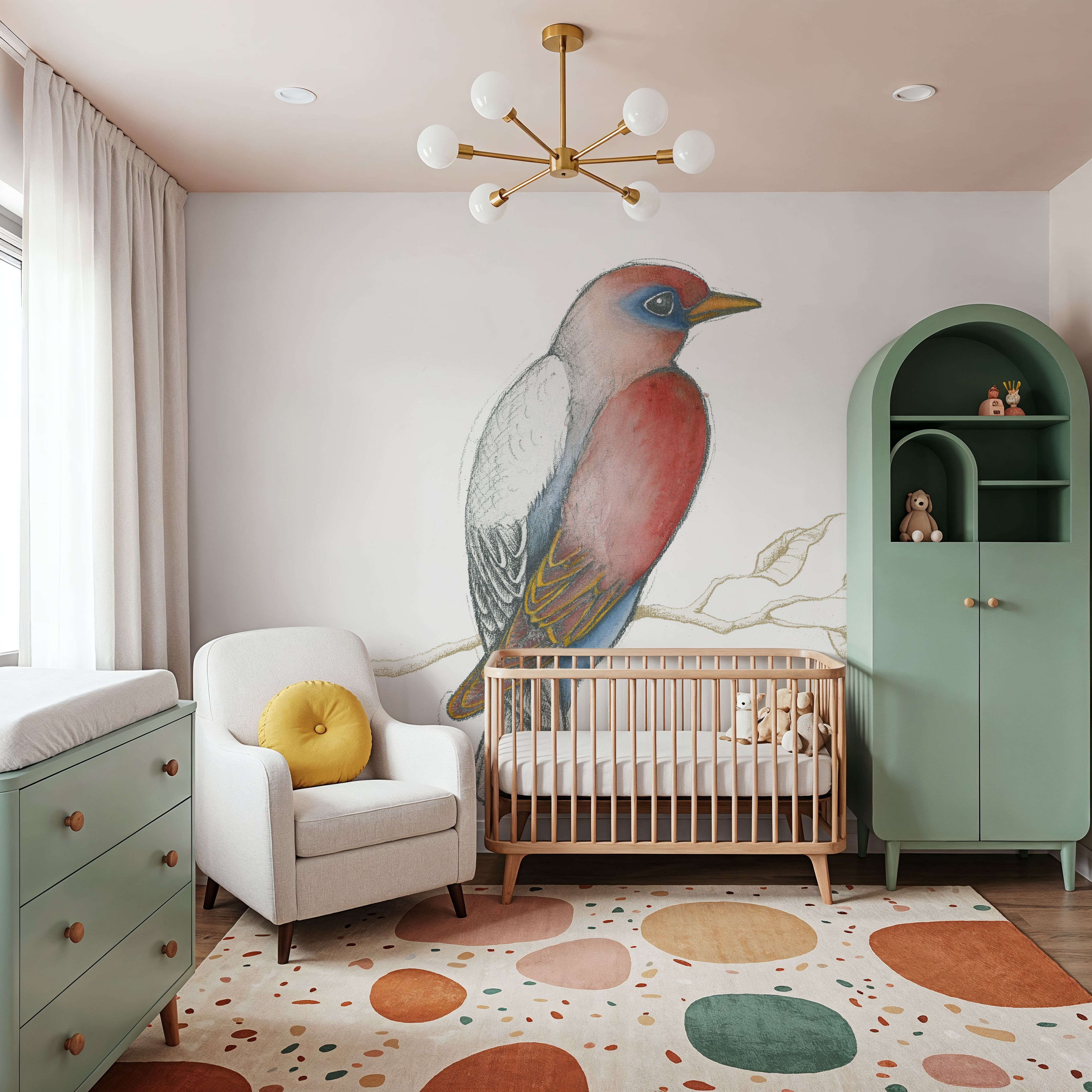 Arts and Crafts Birds I on White